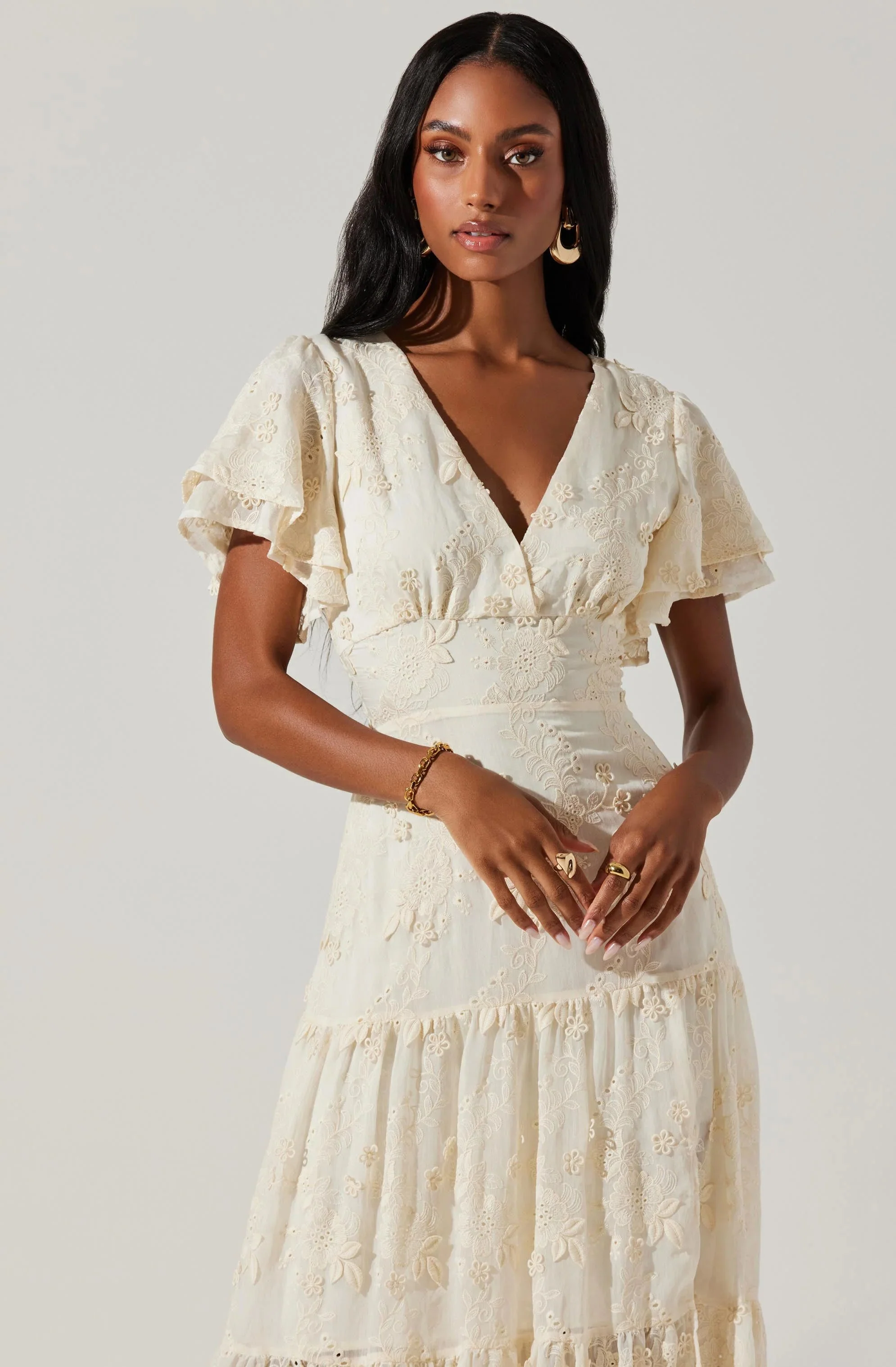 Junia Embroidered Tiered Maxi Dress