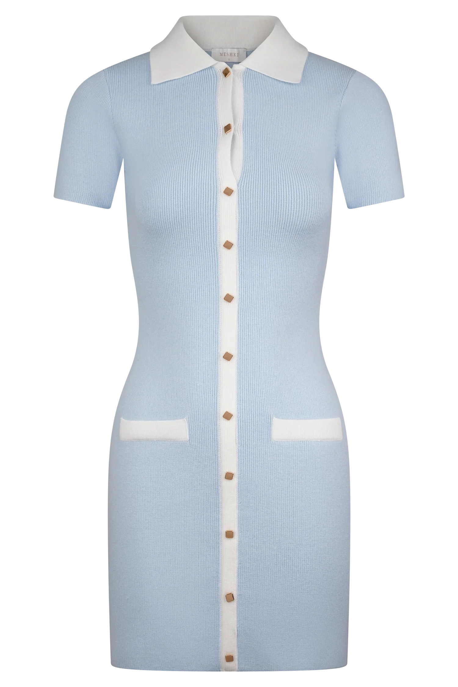 Seema Contrast Mini Dress - Light Blue/White