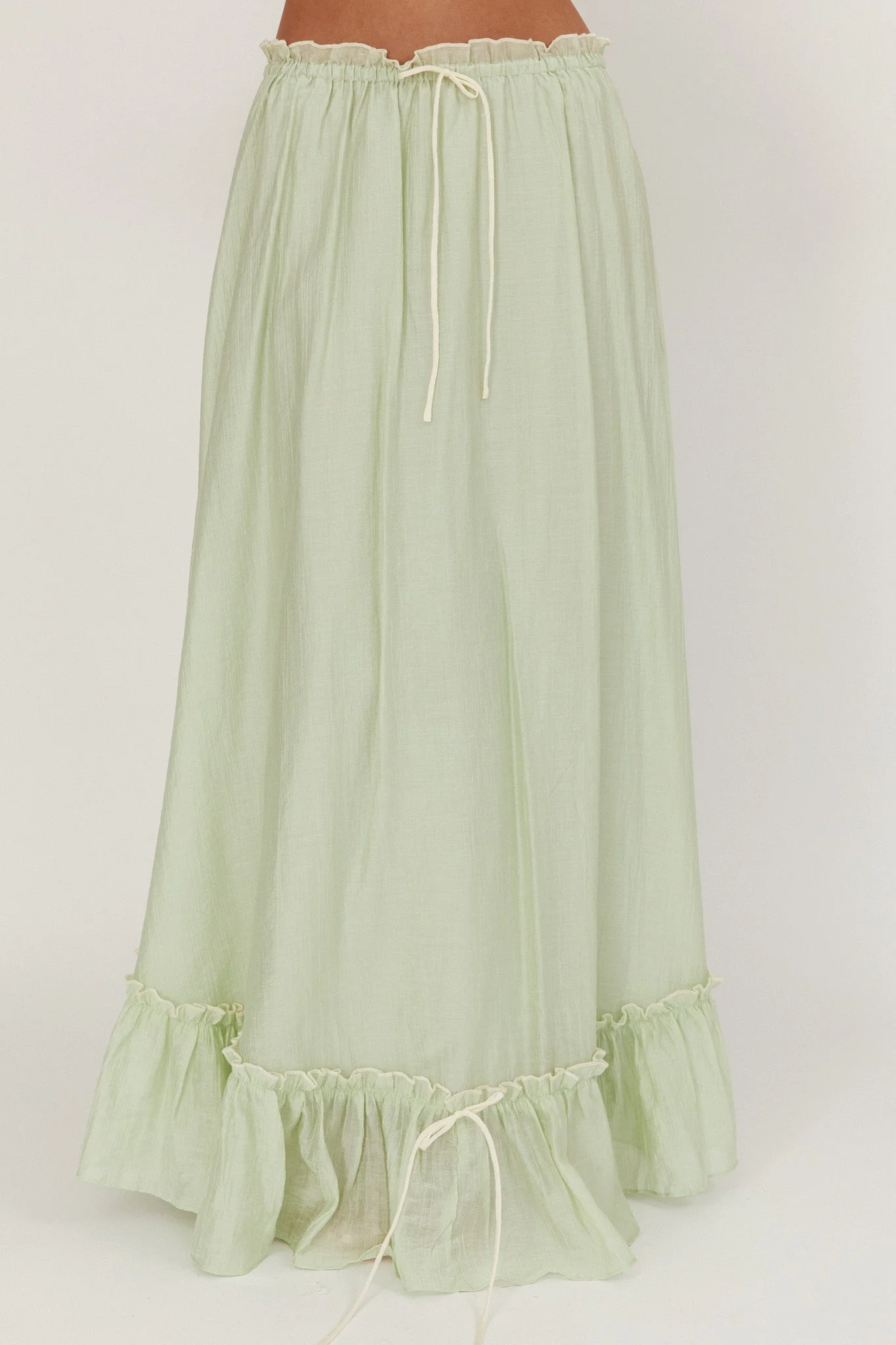 Maidens Tie Detail Overlock Maxi Skirt Sage