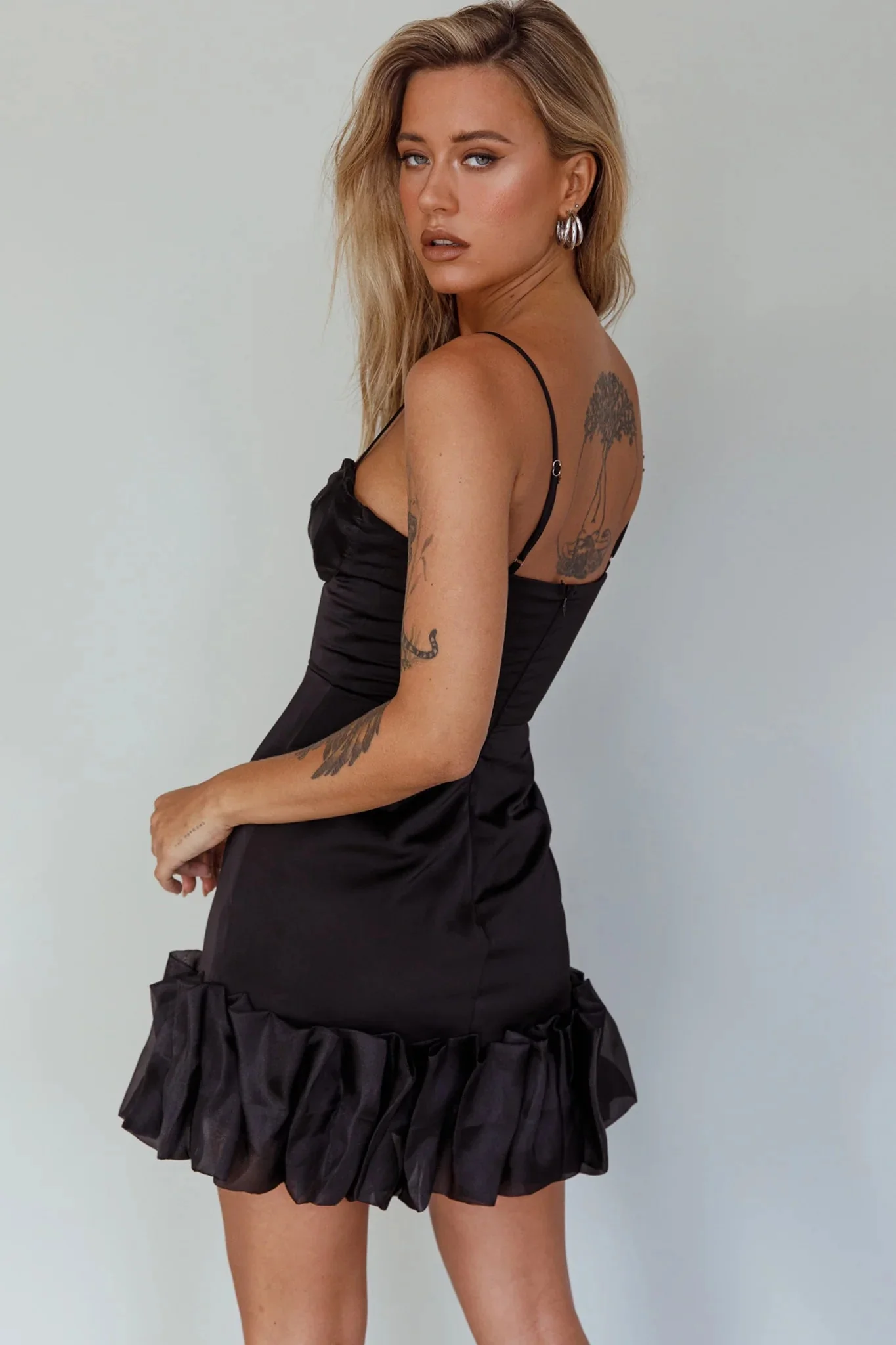 Buona Sera Hem Decoration Mini Dress Black