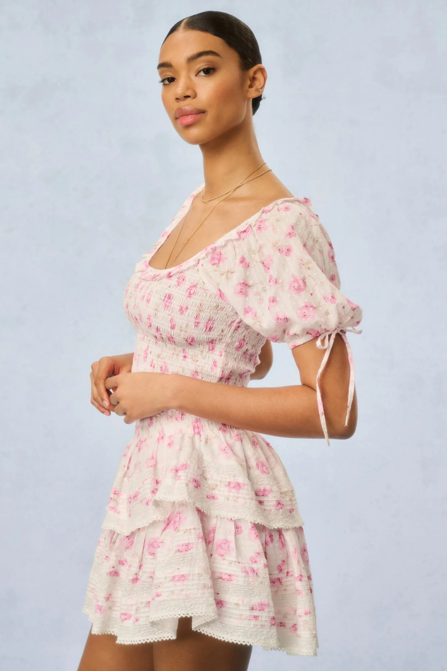 Ruffle Mini Fragrance Print Skirt