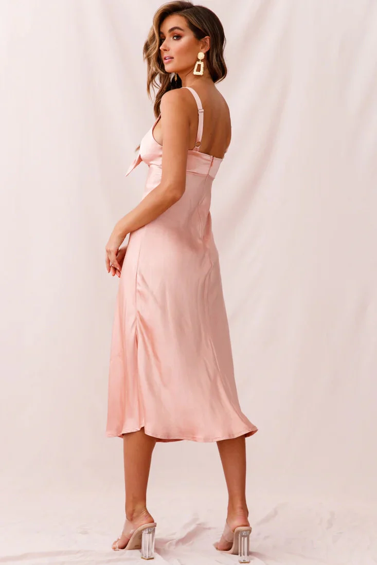 Perfect Day Satin Midi Dress Blush