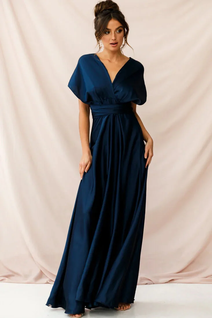 Ariana Multiway Mid Sleeve Maxi Dress Navy