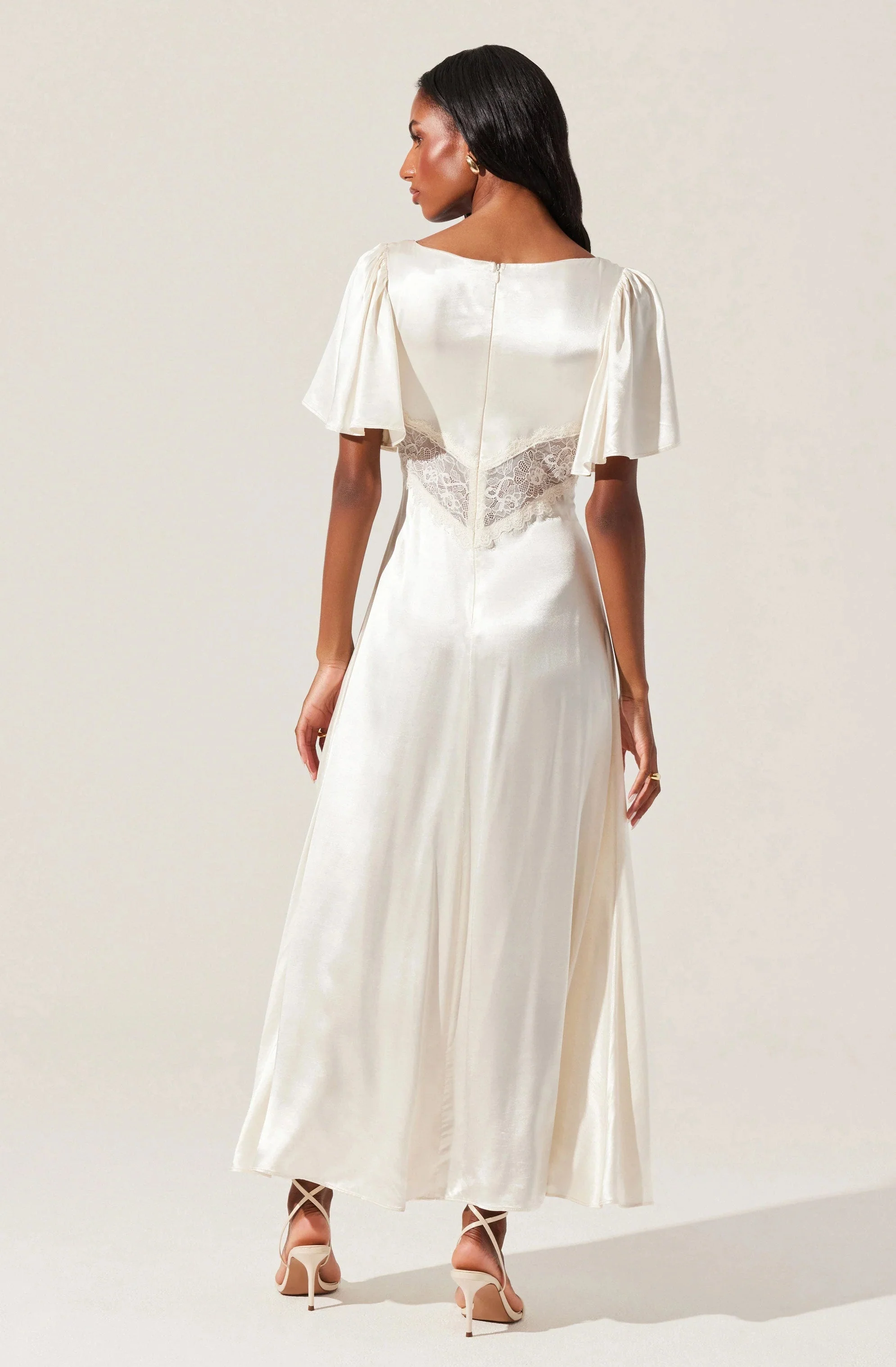 Aurelia Satin V-Neck Midi Dress