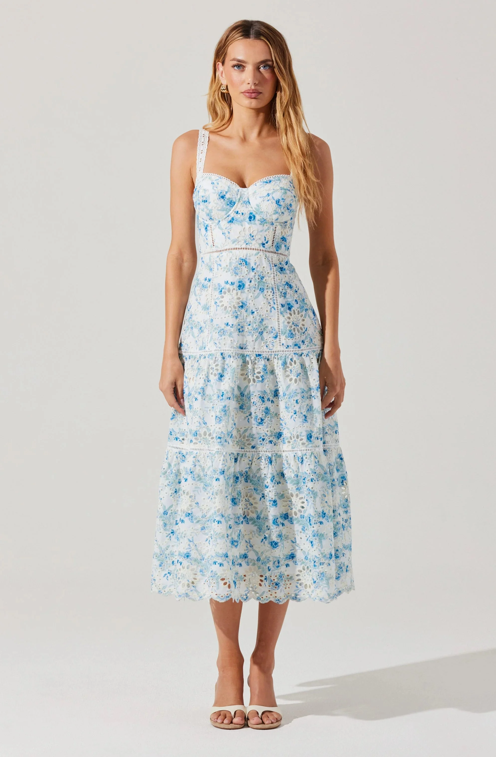 Pellagia Floral Eyelet Midi Dress