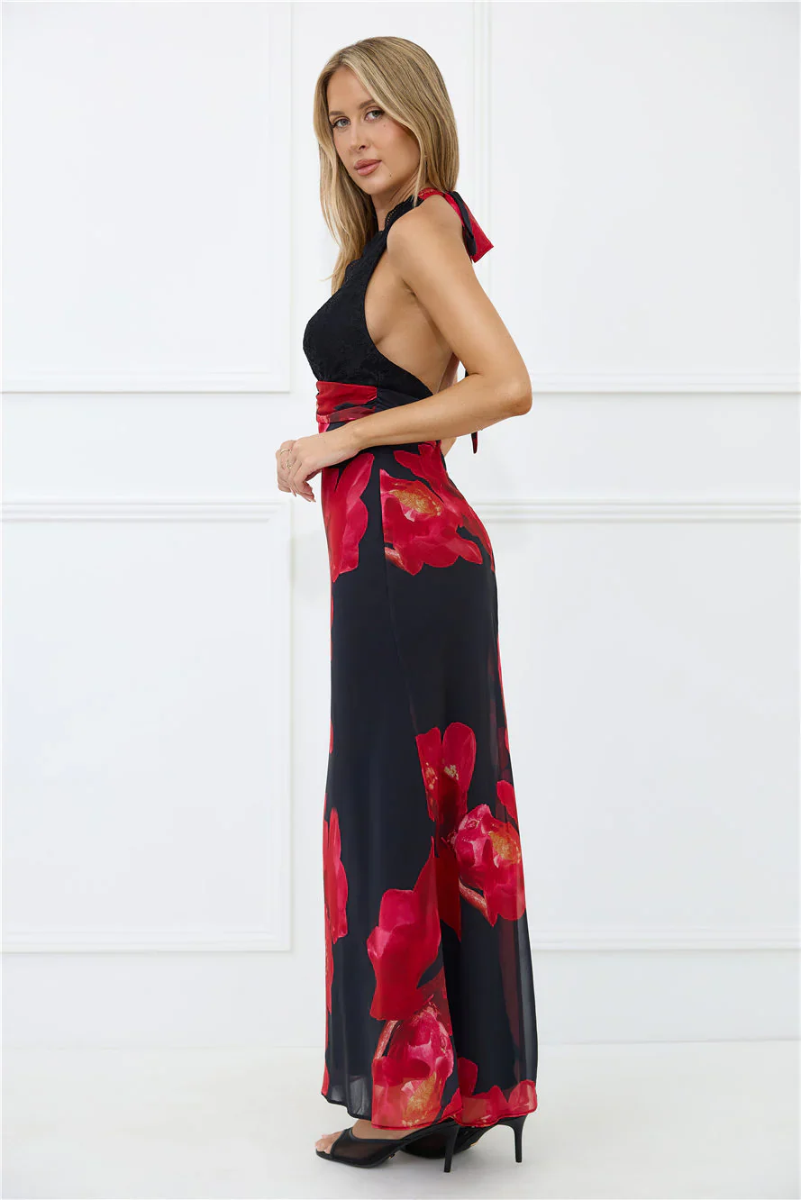 Hotter Than Ever Halter Maxi Dress Black