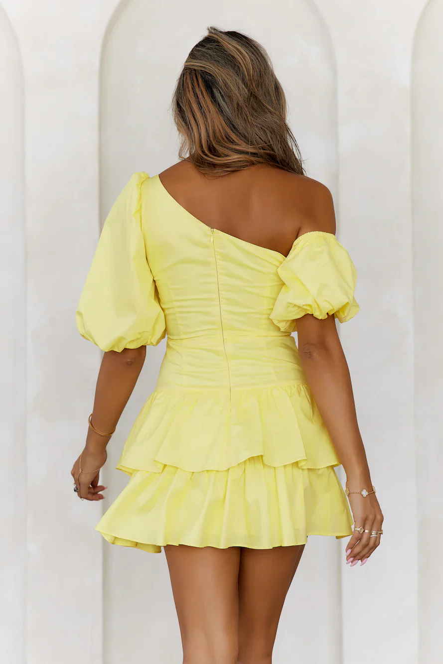 Ladylike Etiquette Mini Dress Yellow