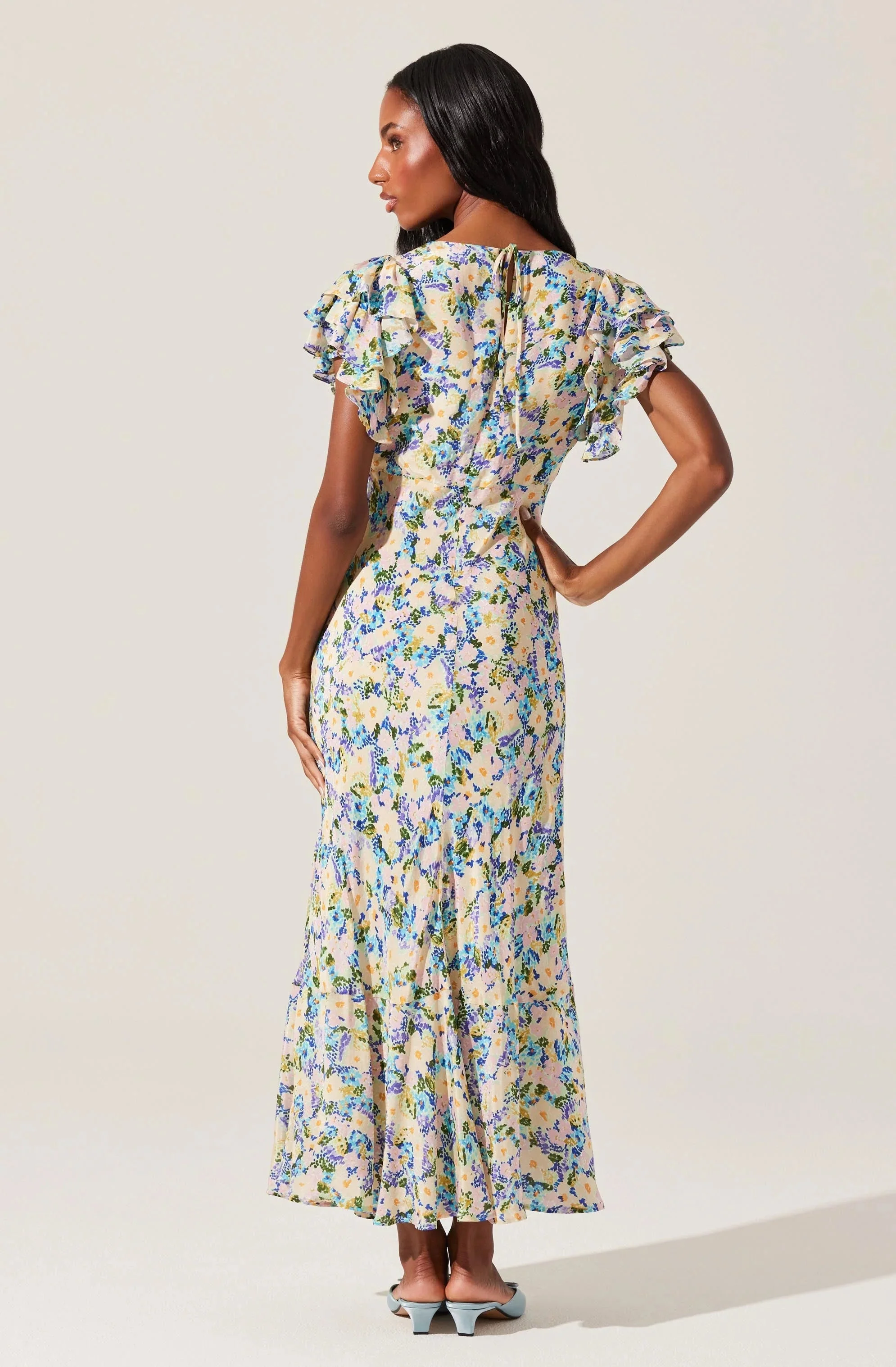 Celestine Floral Flutter Sleeve Midi Dress