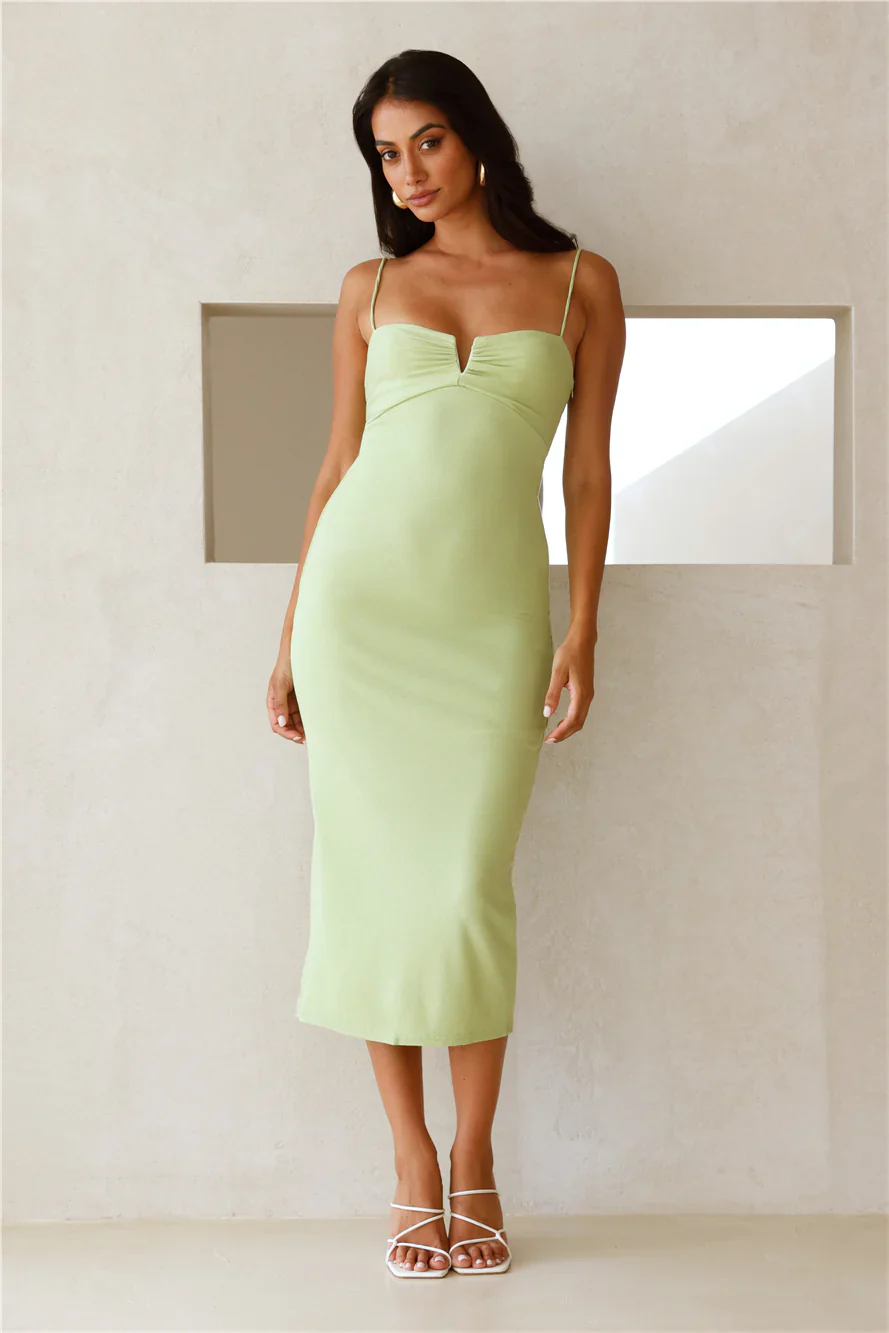 Lara Ribbed Midi Dress Green