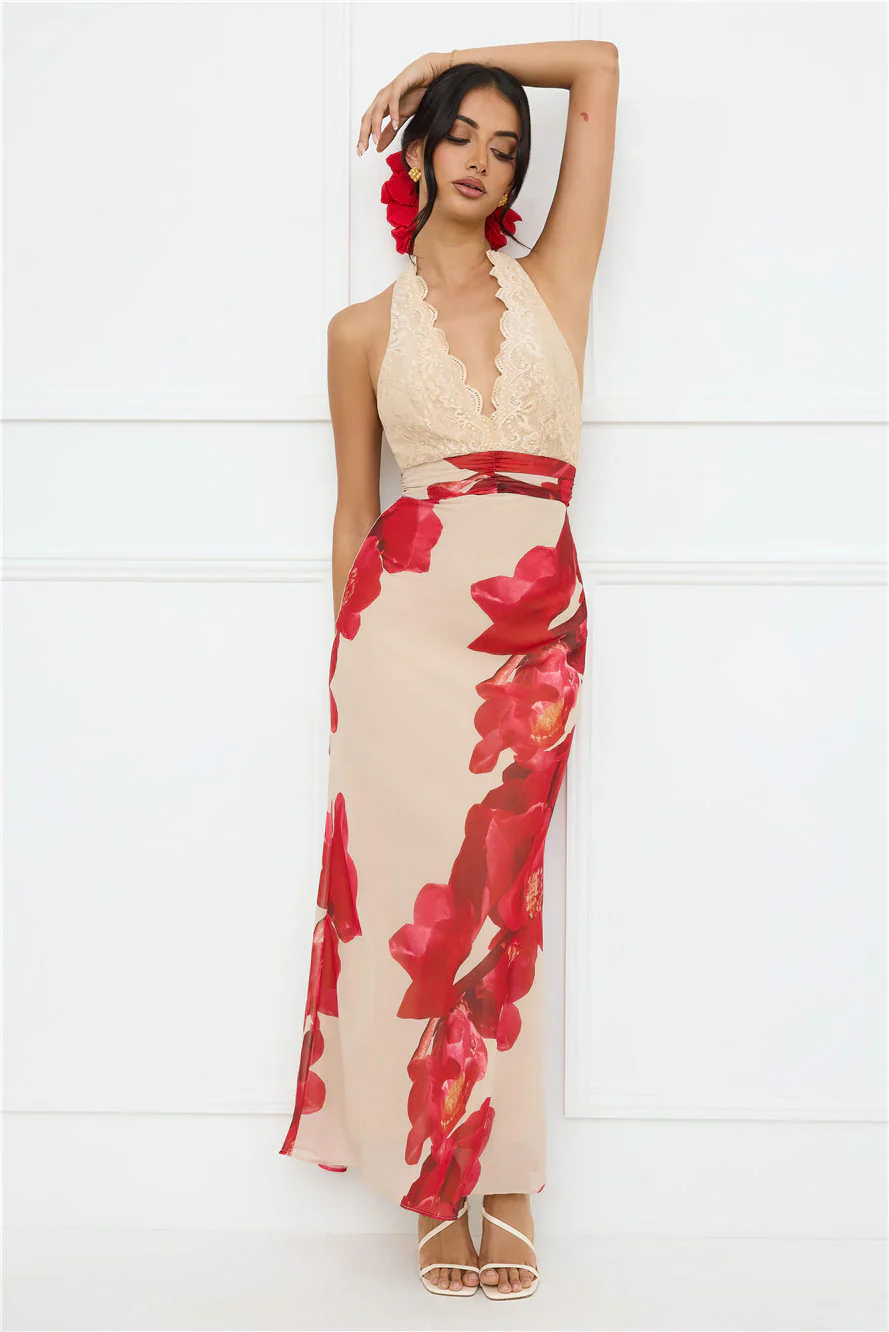 Hotter Than Ever Halter Maxi Dress Cream