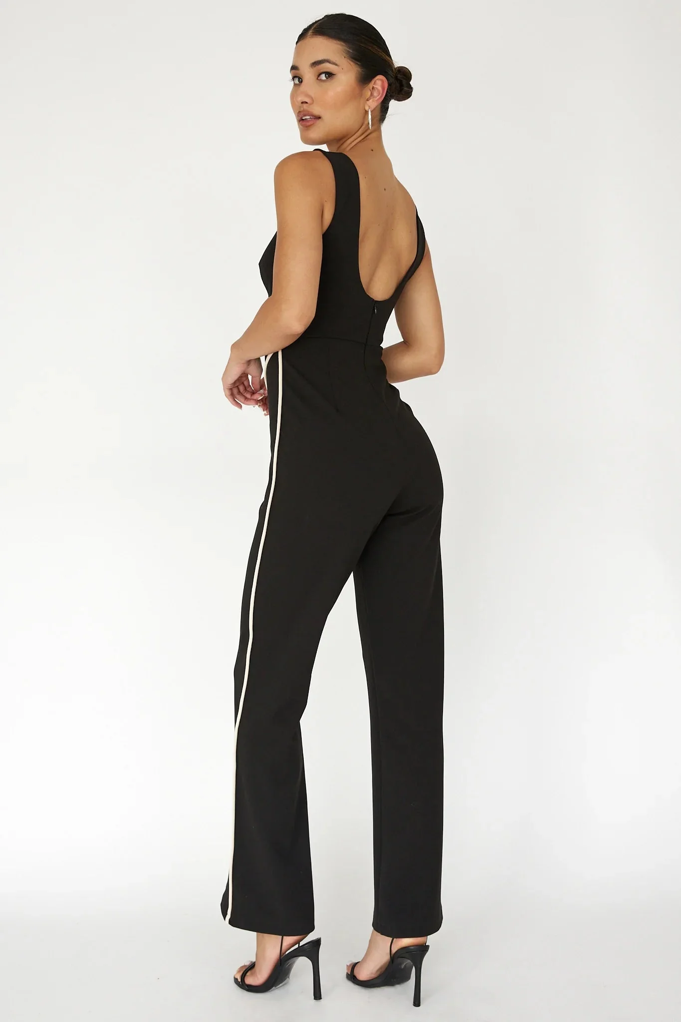 Shenae Piping Trim Jumpsuit Black