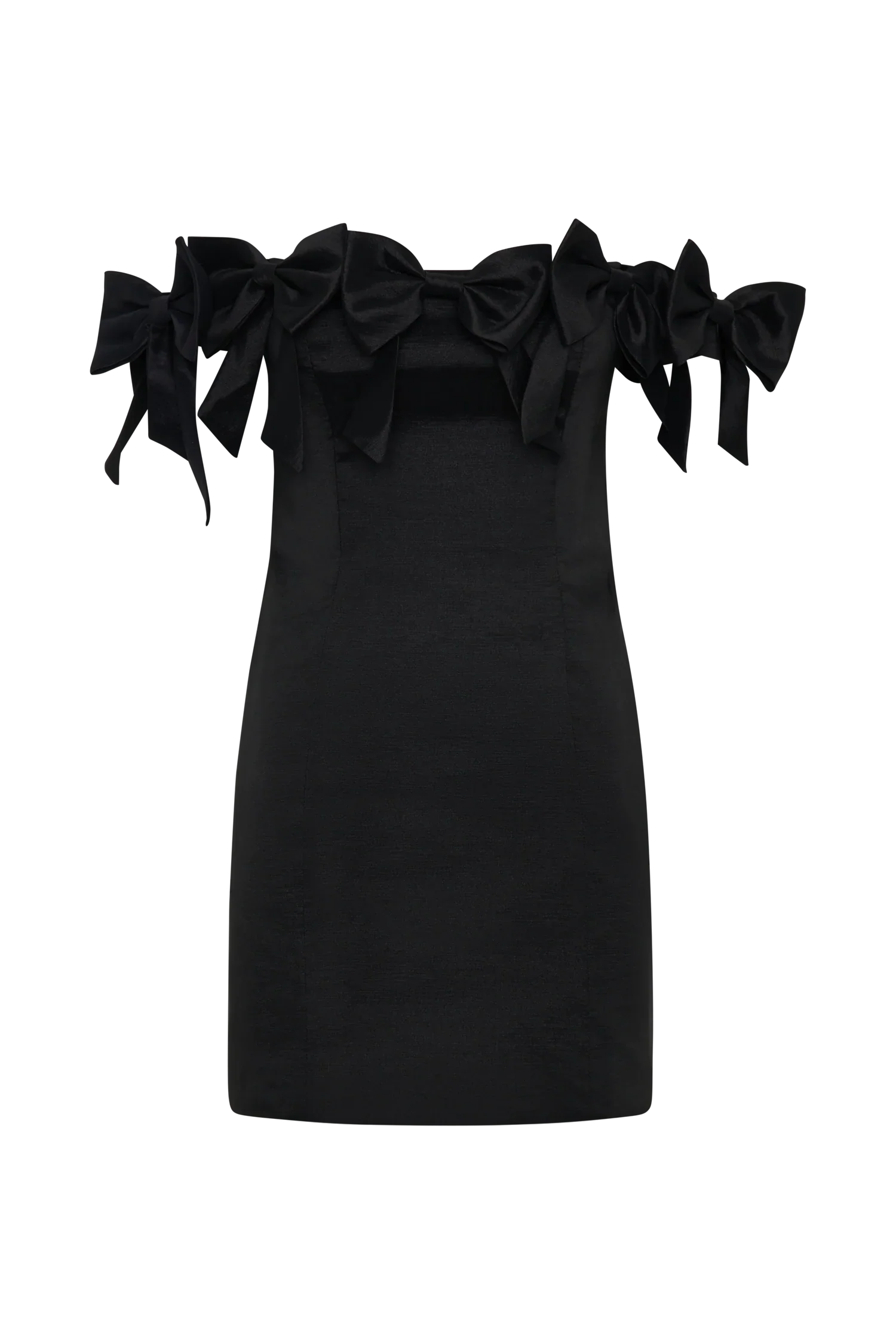 Rose Strapless Bow Mini Dress - Black