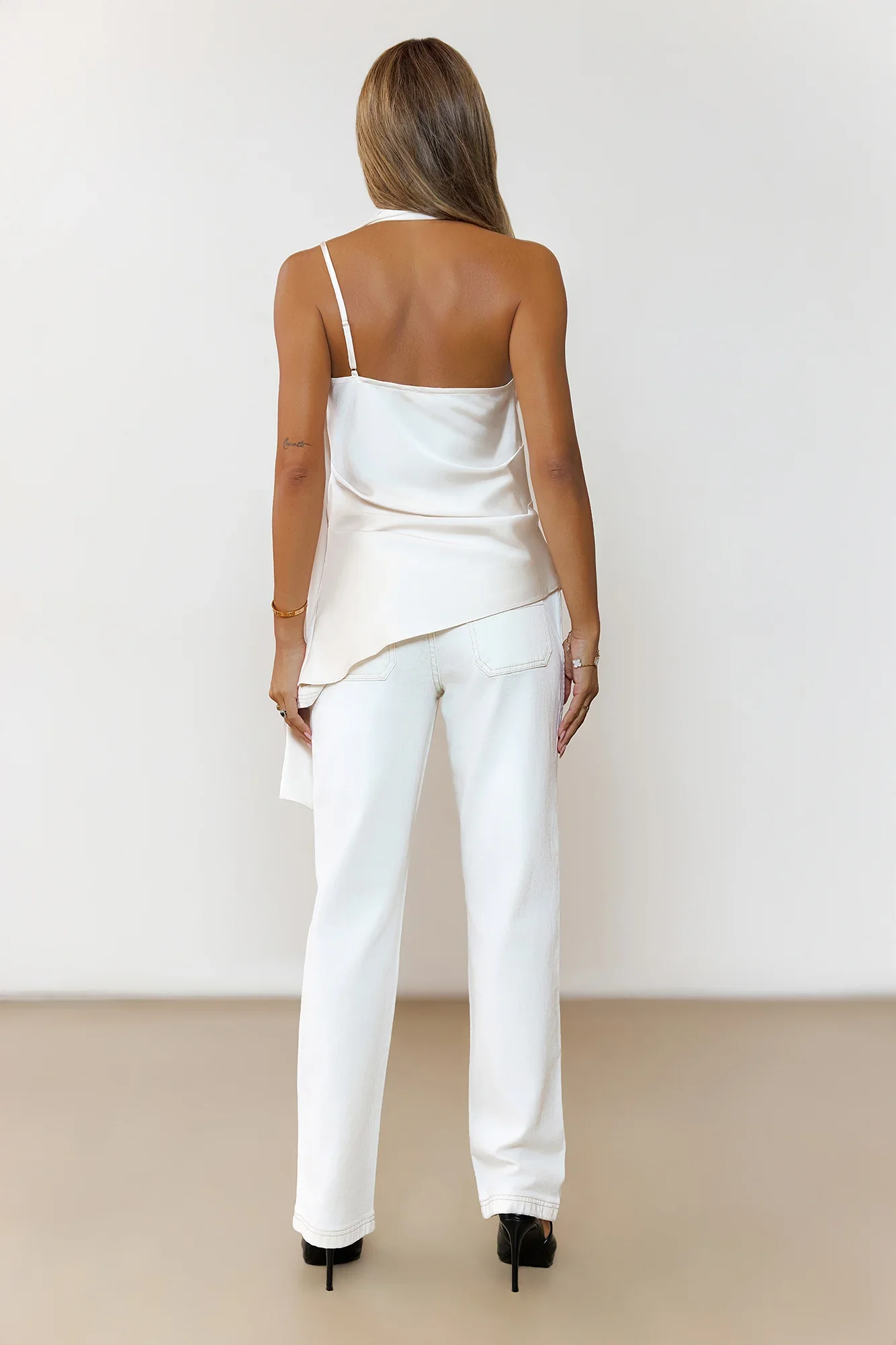 Heatwave Glow One Shoulder Top Champagne