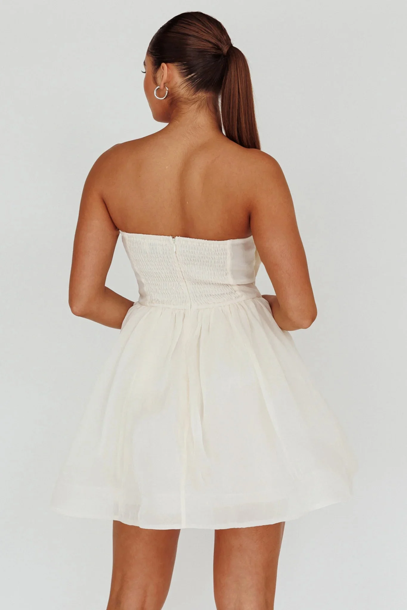 Arabesque Bow Bust Mini Dress Champagne