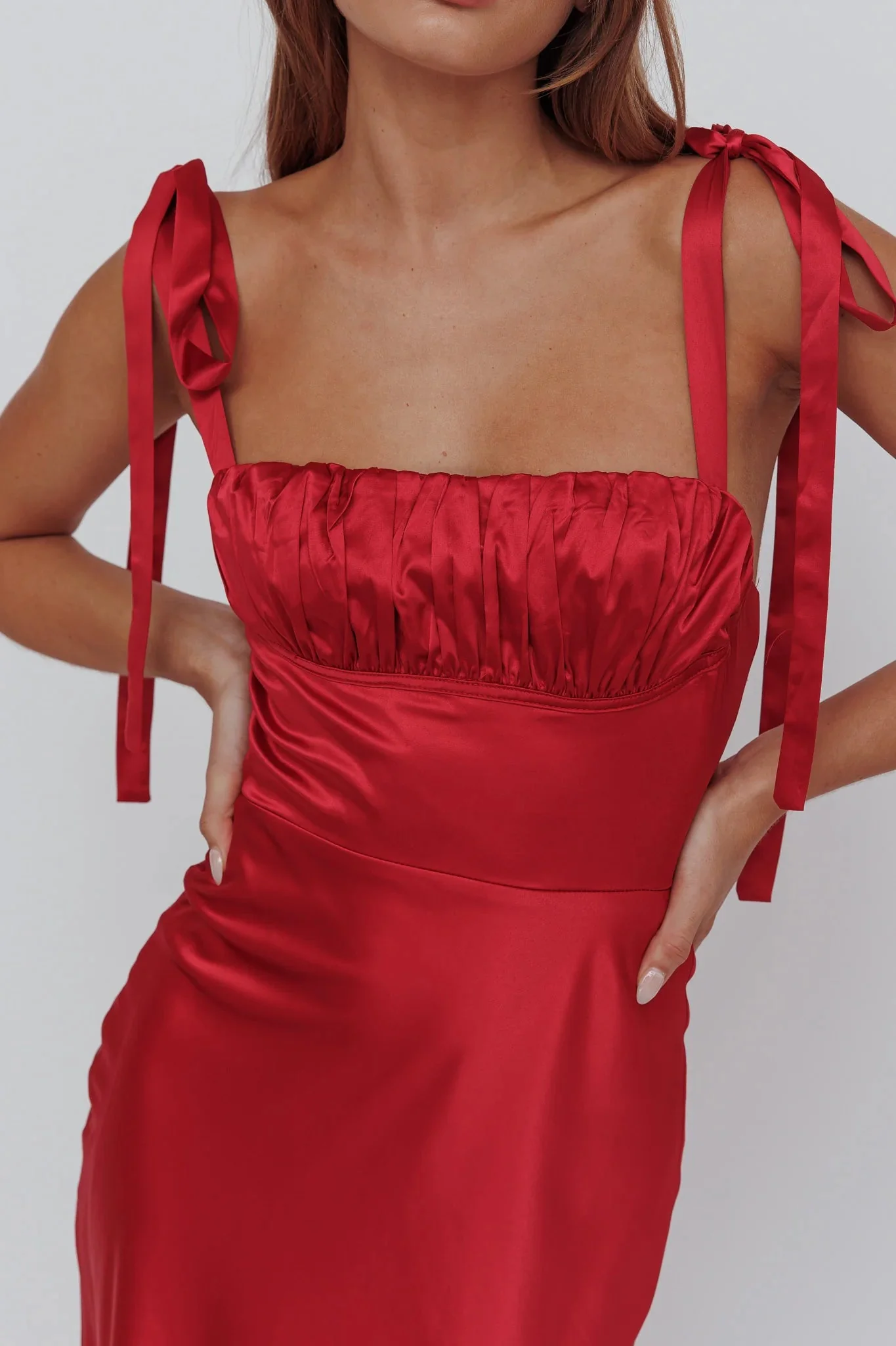 Pennelope Tied Shoulder Maxi Dress Wine