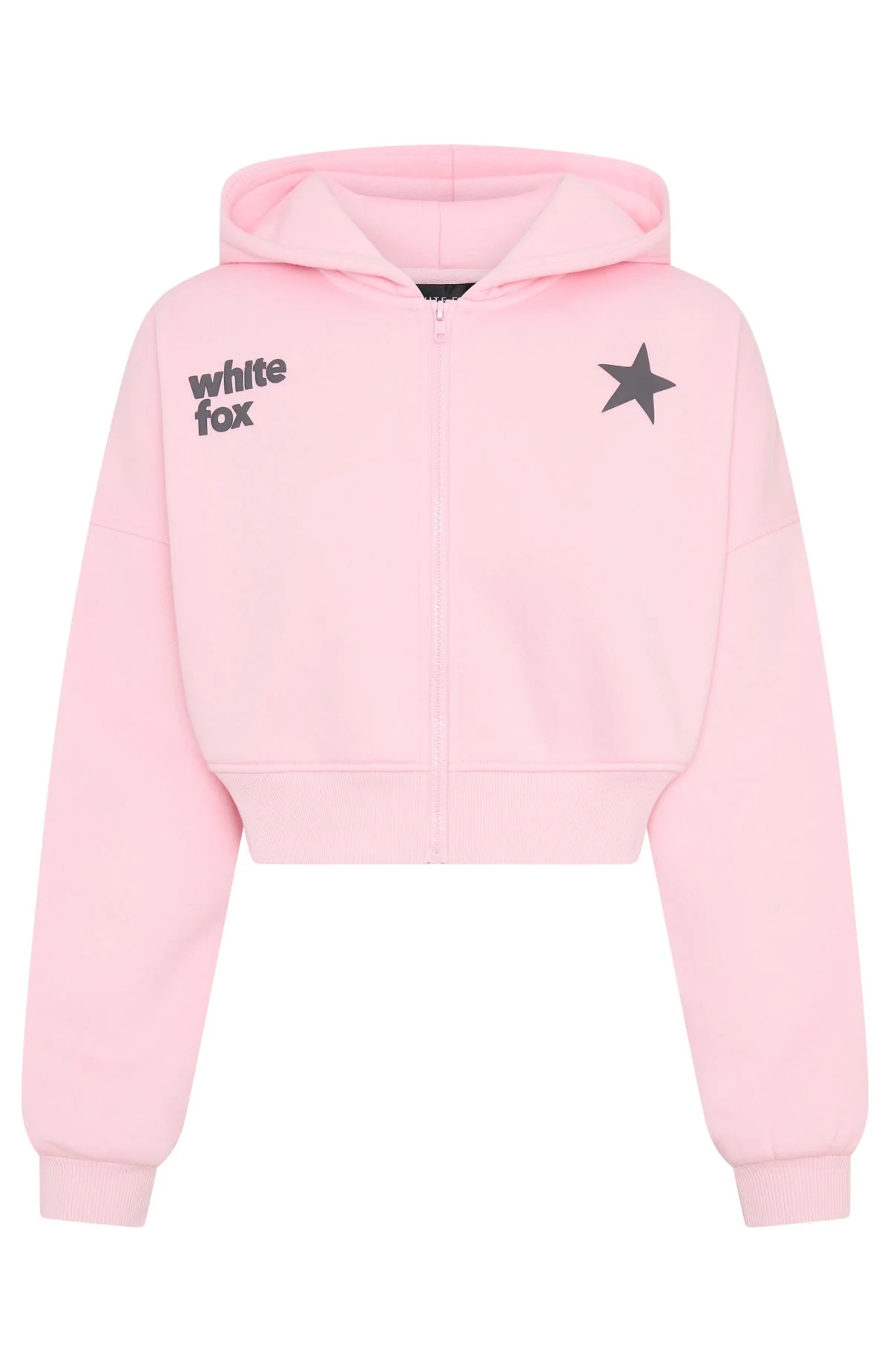From The Archives Charli Cropped Zip Front Hoodie Pink