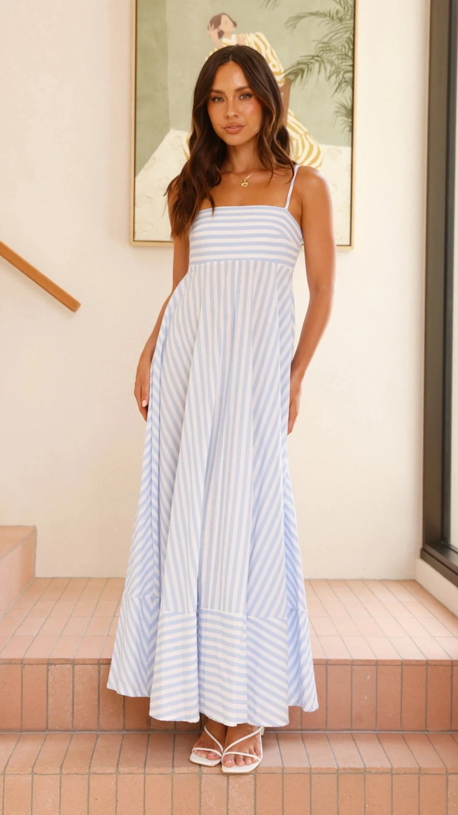 Kaethe Maxi Dress - Baby Blue Stripe