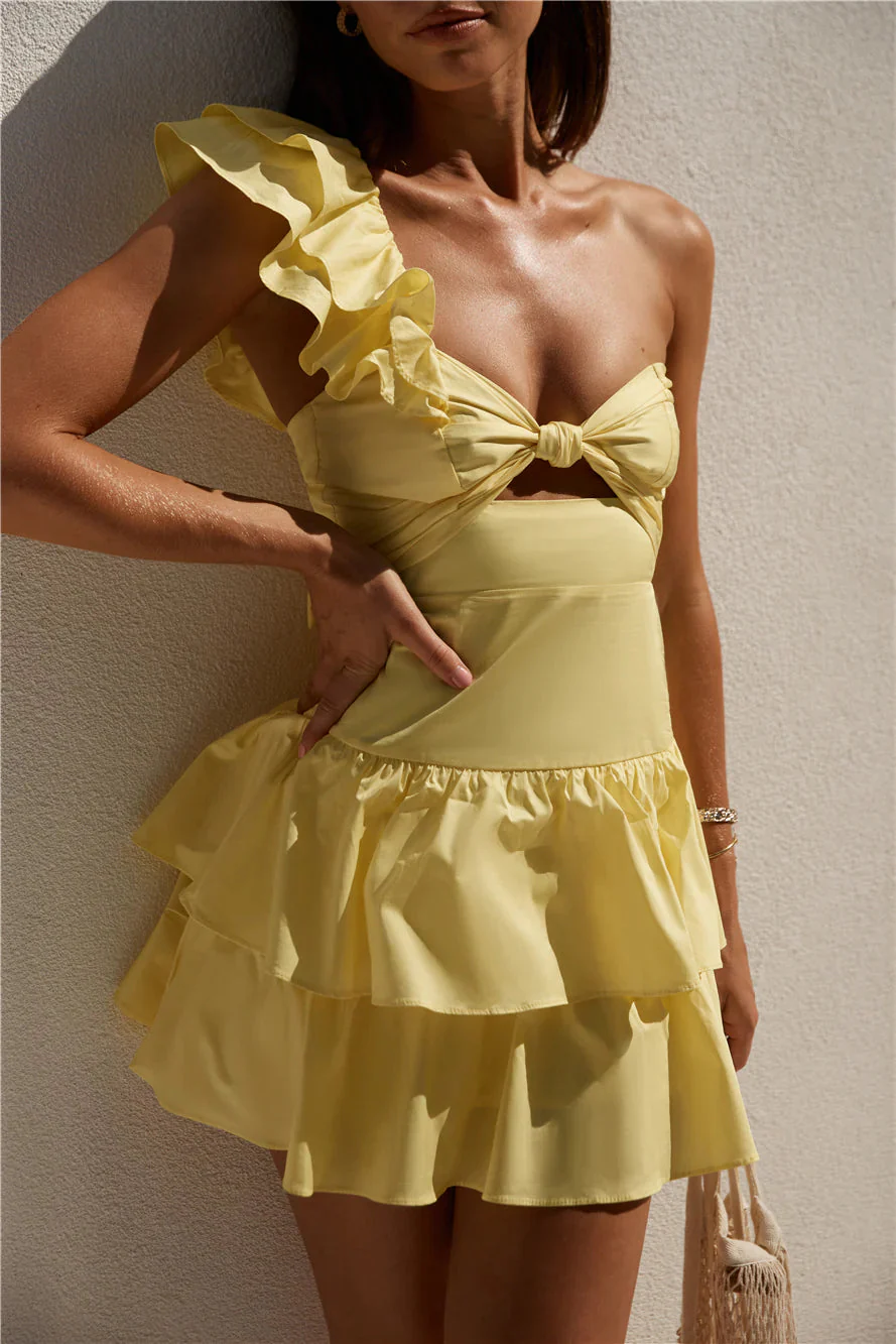 Ruffled Out Mini Dress Yellow