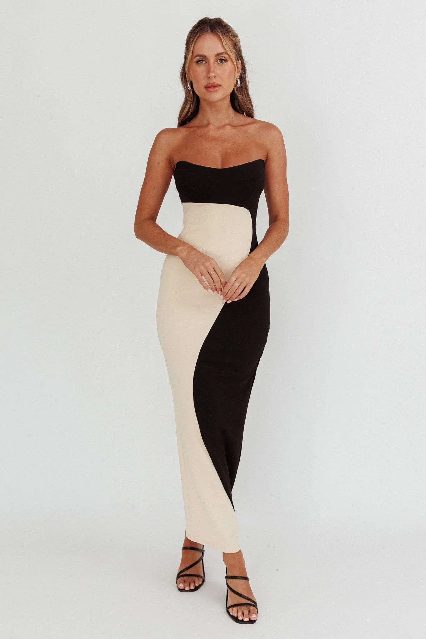 Regent Strapless Maxi Dress Black/Beige