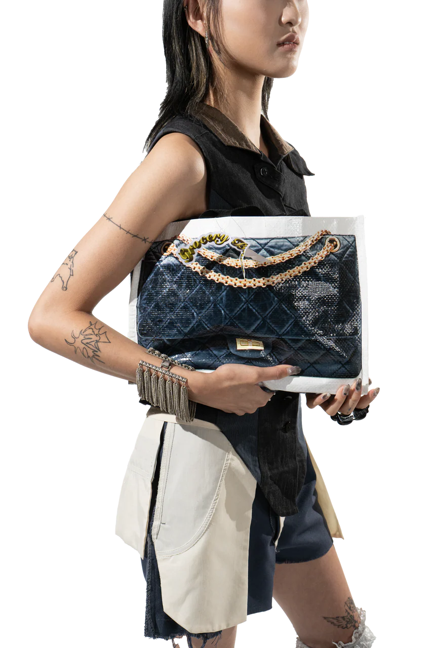 Grocery Bags Creative Parody Platinum Bag Print Woven Bag Full Take Down Birkin Fitness Casual Bag