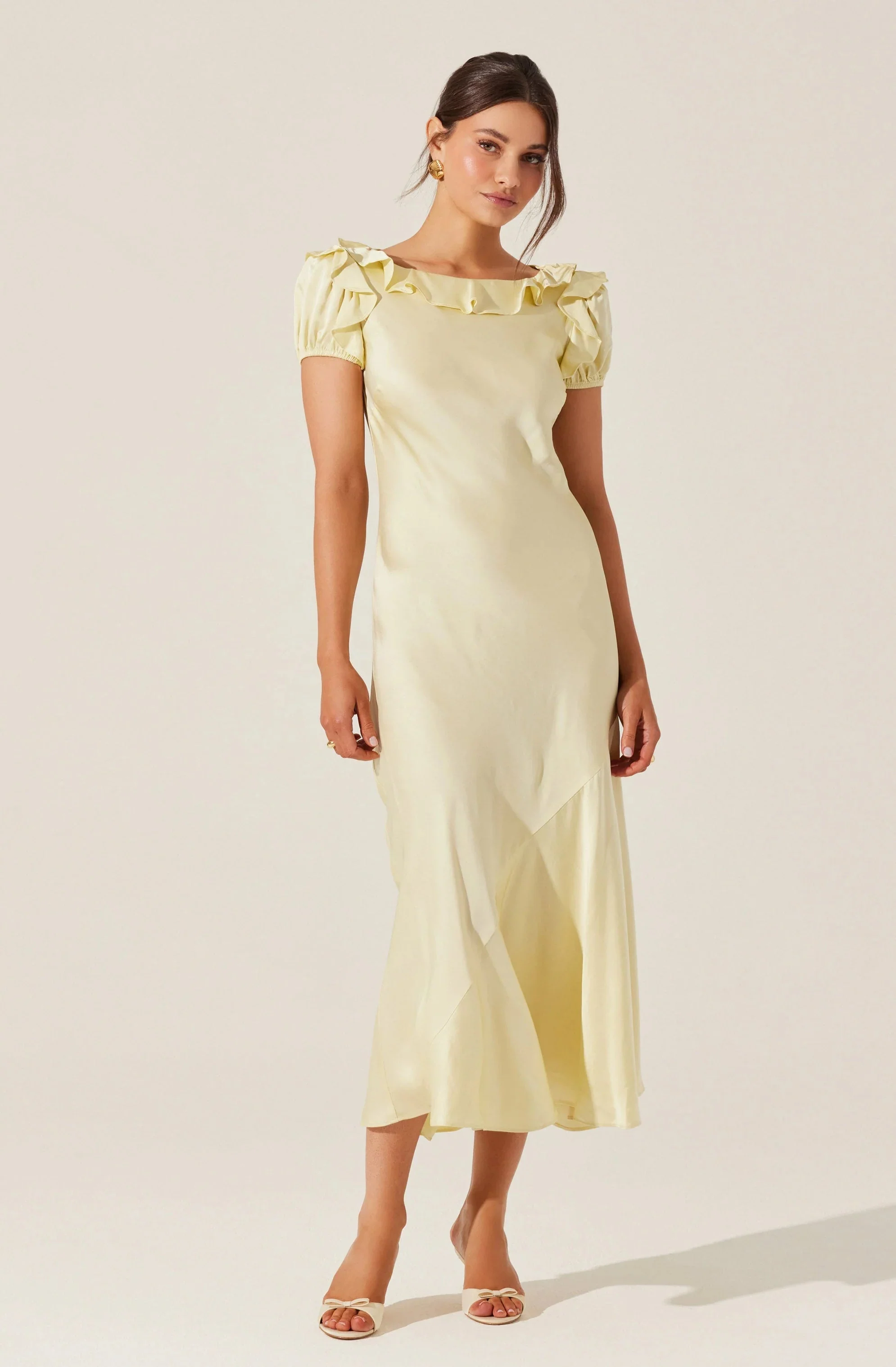Auden Satin Ruffle Midi dress