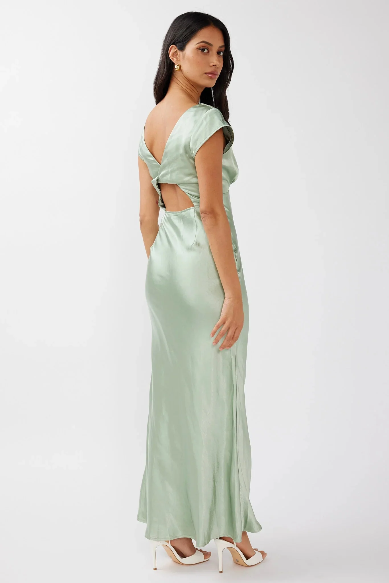 Lucinda V-Neck Twist Back Midi Dress Sage