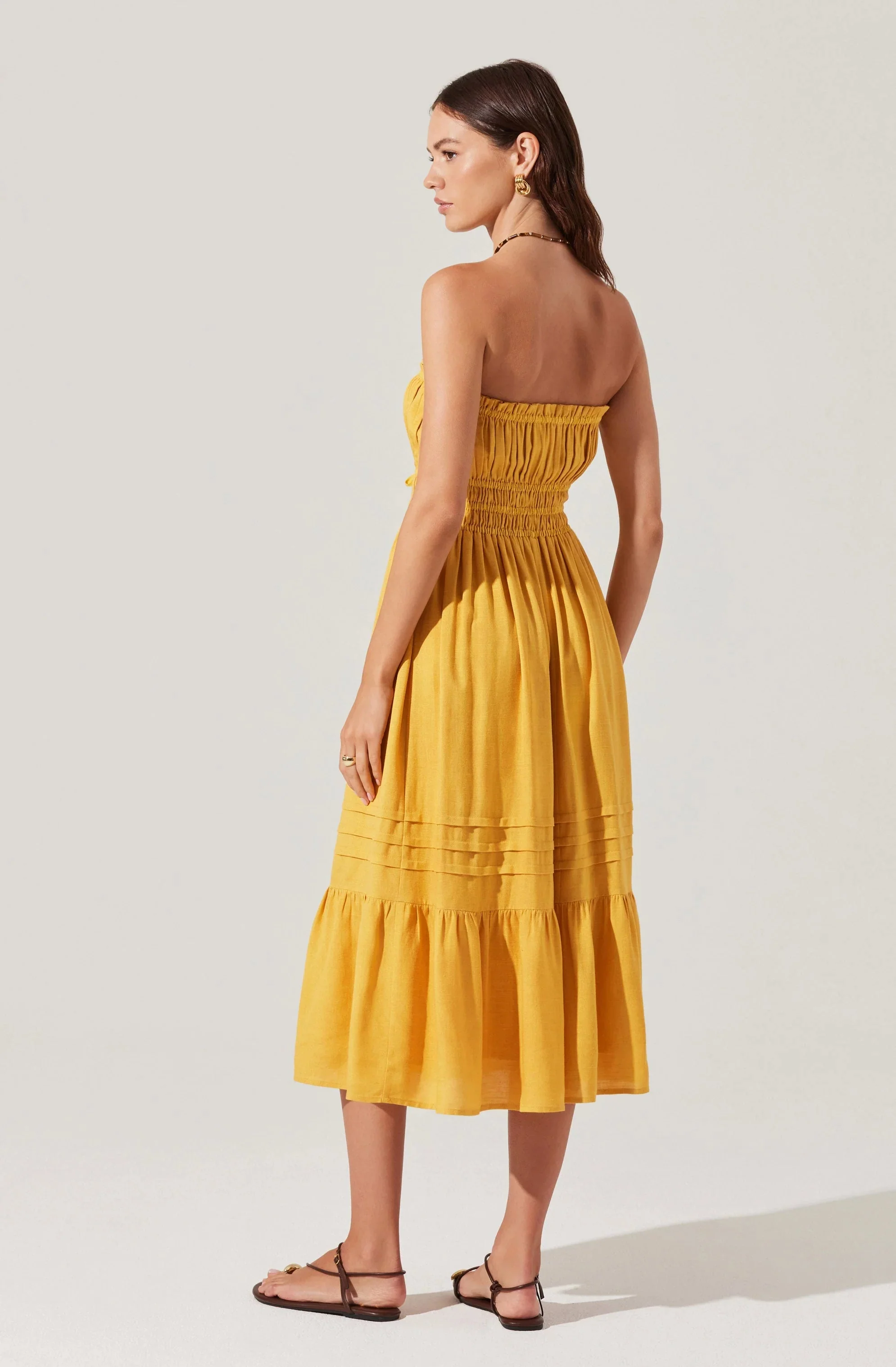 Aubrie Strapless Smocked Midi Dress