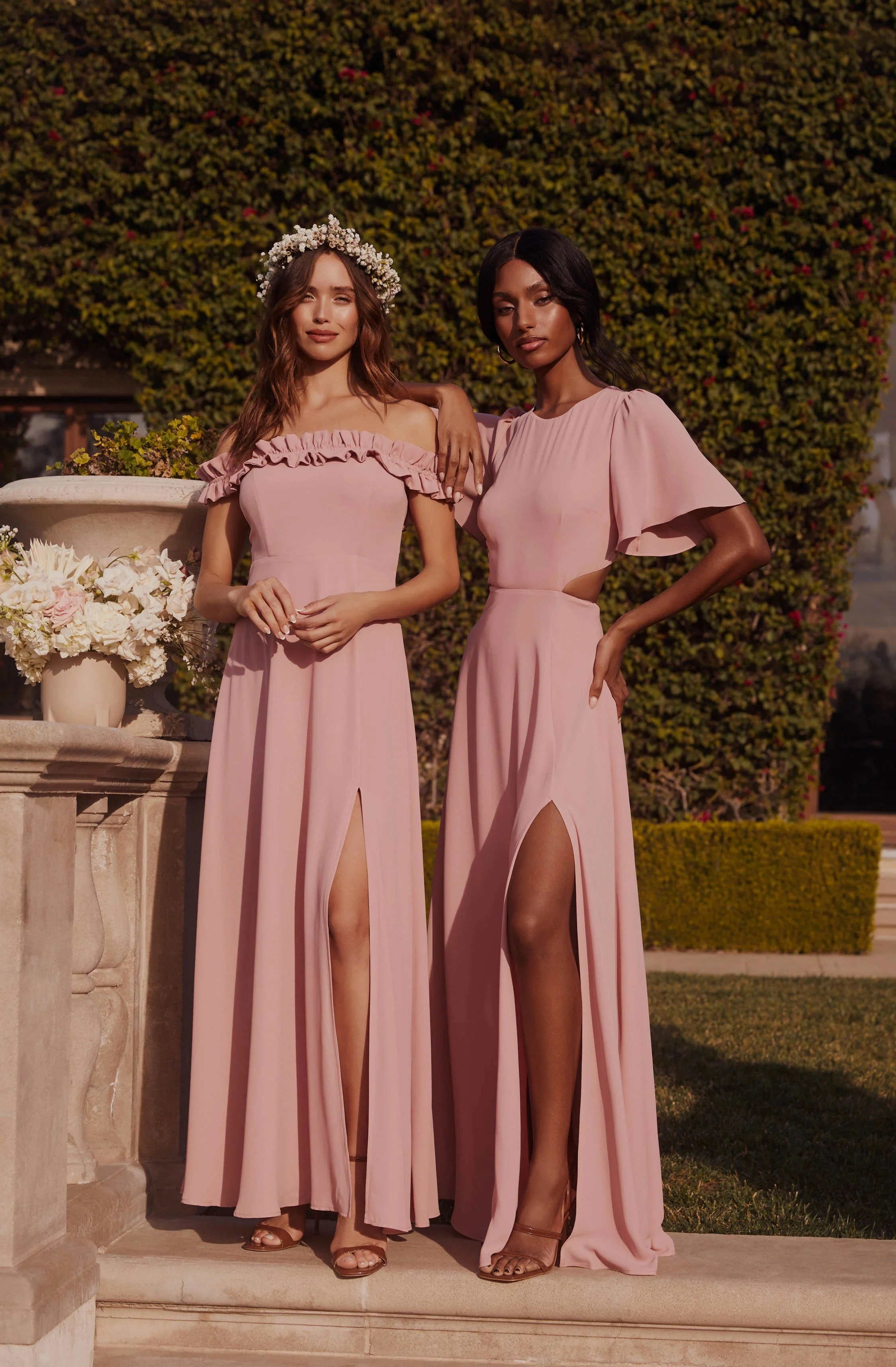 Katrina Flutter Sleeve Back Cutout Maxi Dress