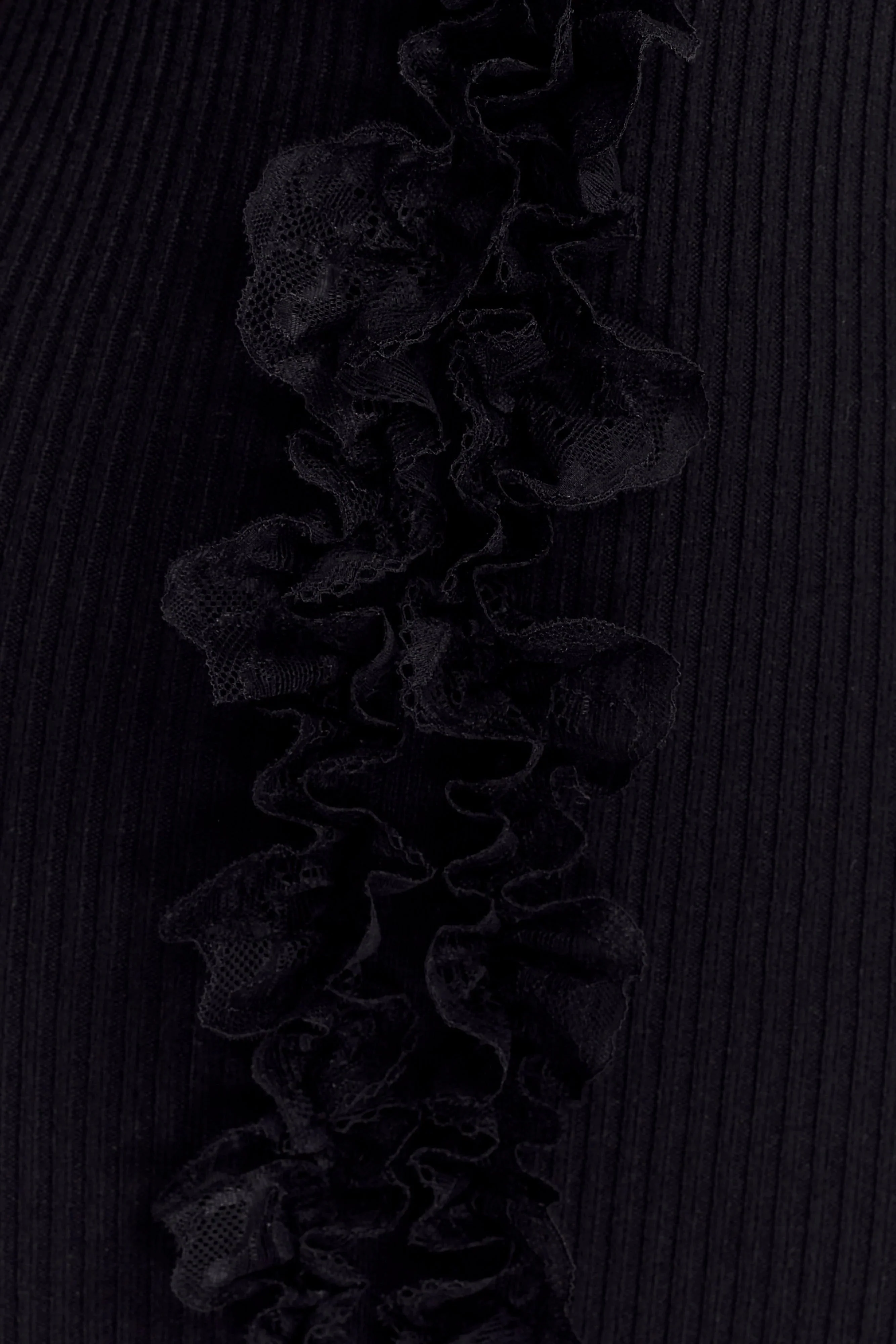 Shay Lace Ruffle Knit Midi Dress - Black