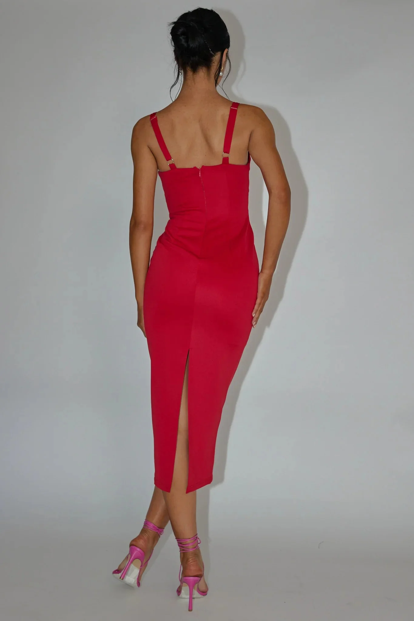 La Bellevilloise Sequin Bust Midi Dress Red