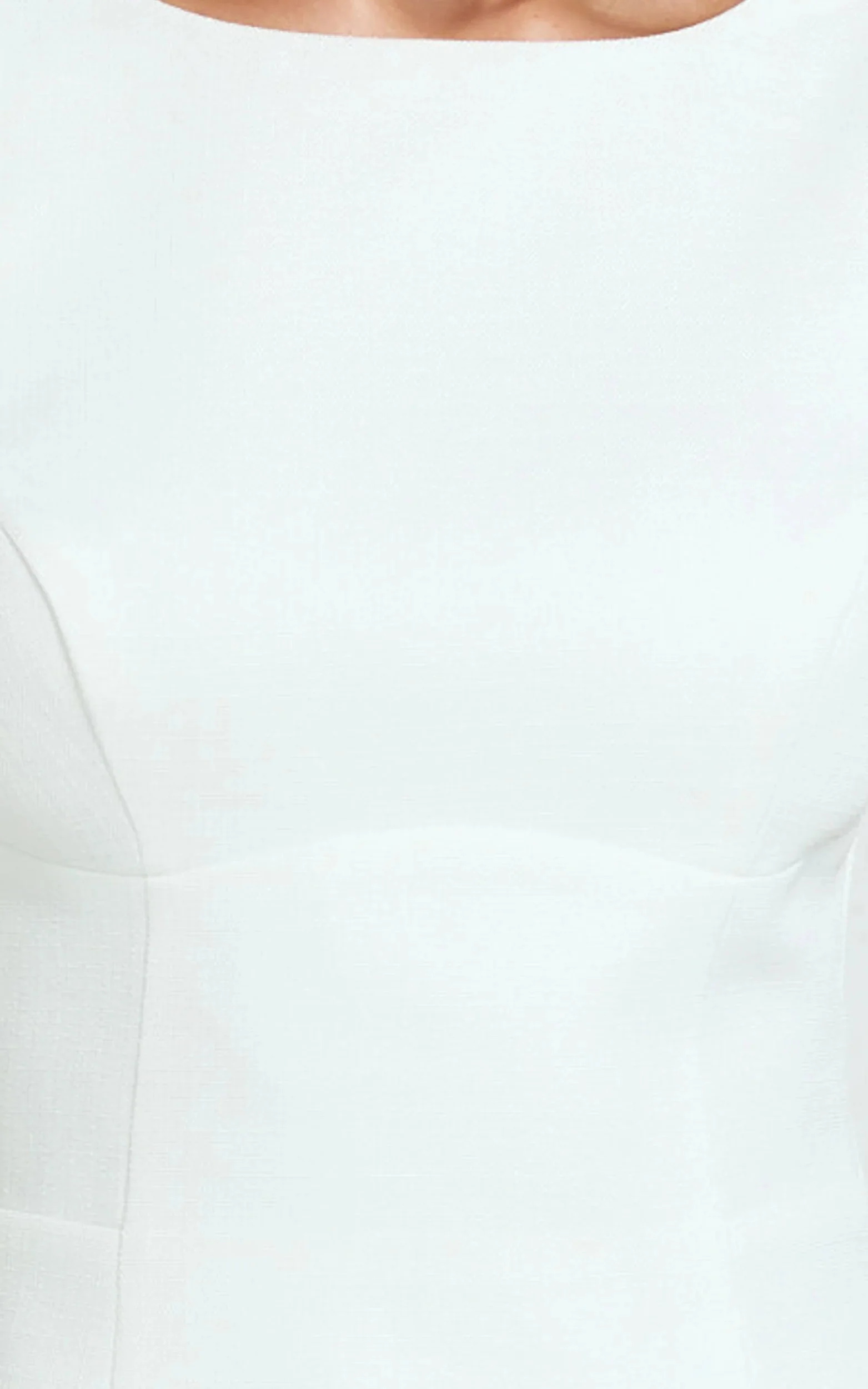 Raquelle Mini Dress Boucle Boat Neck V Back Fit and Flare Dress in White