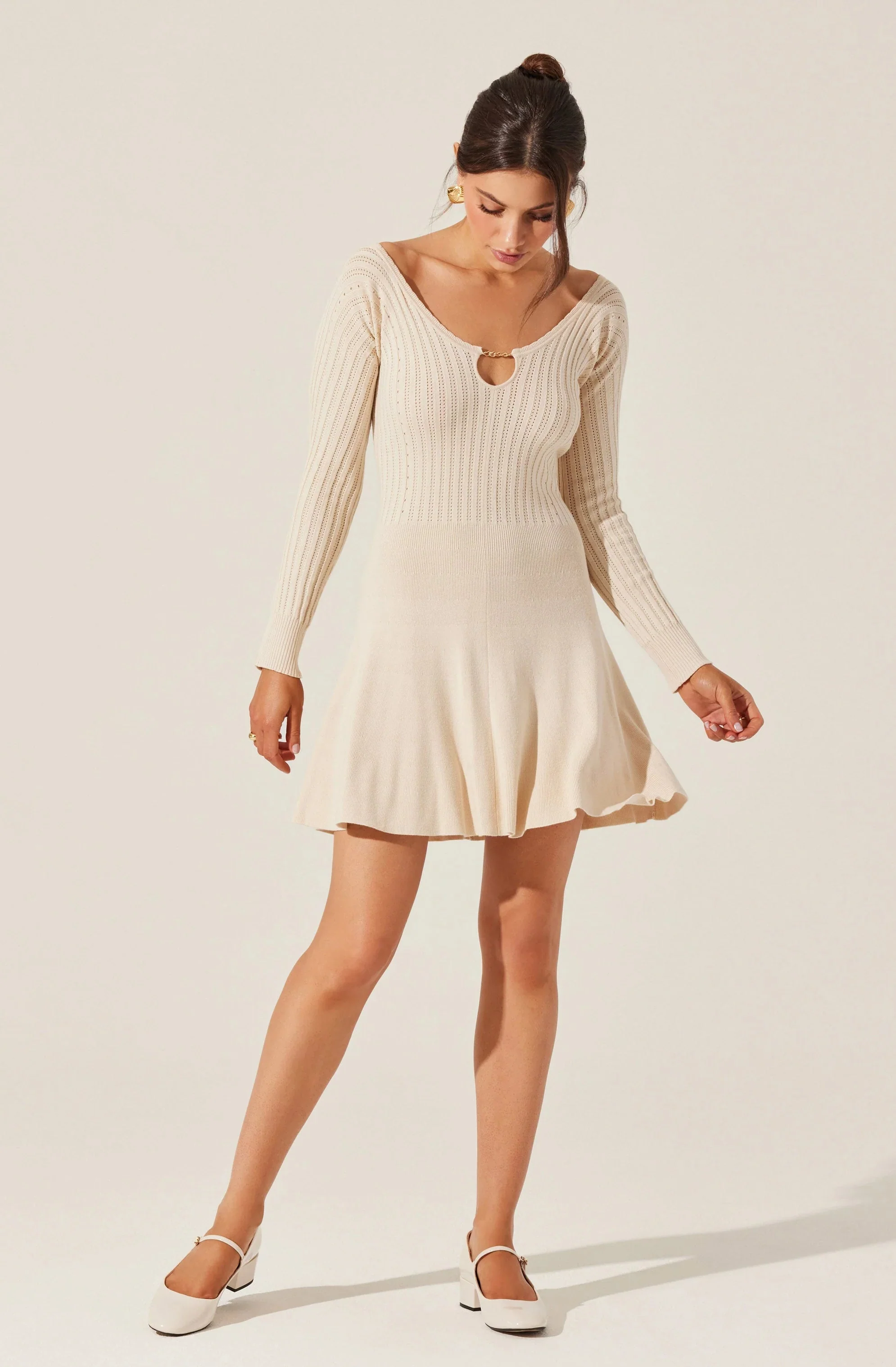 Cybele Pointelle Mini Sweater Dress