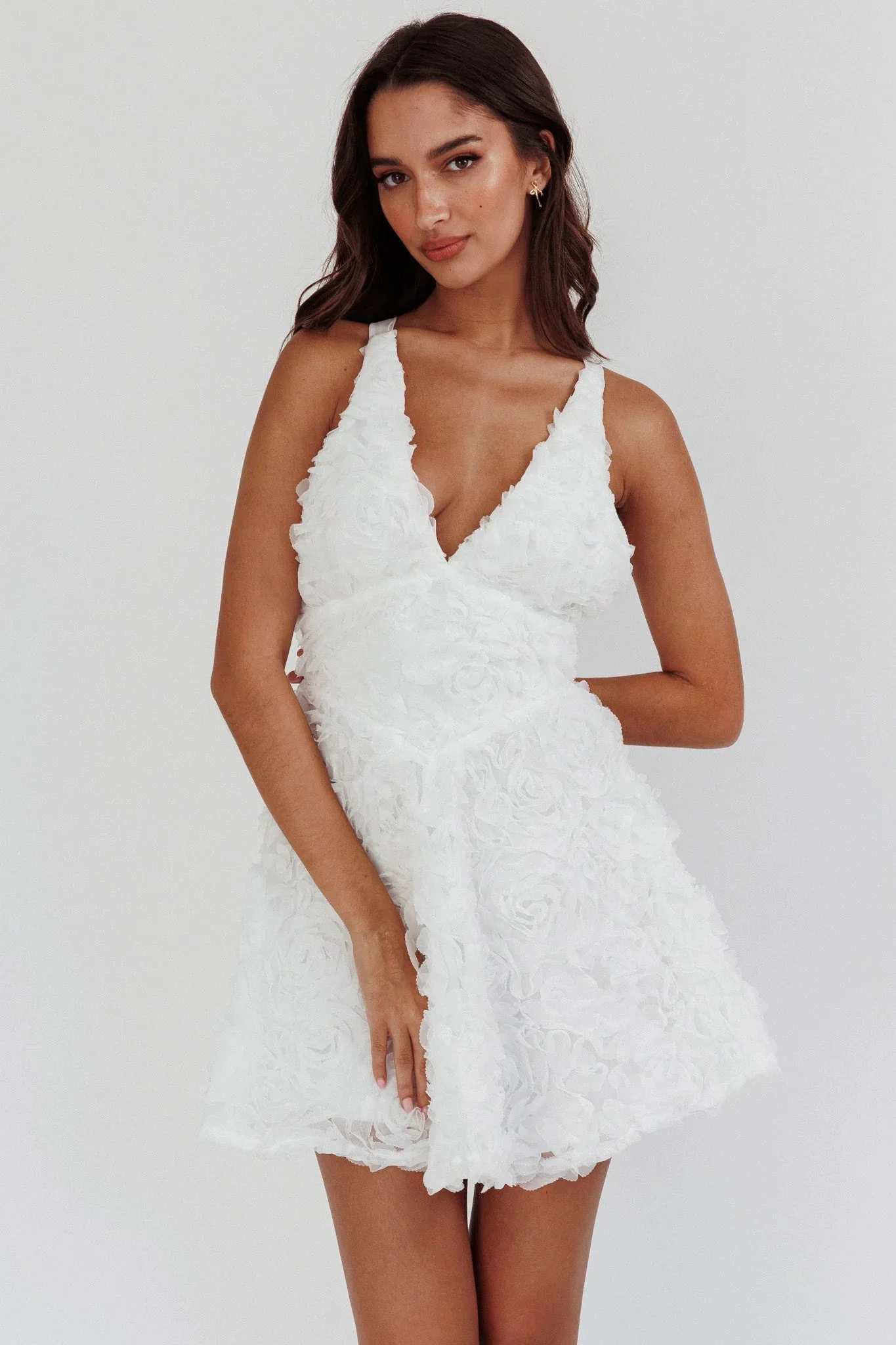 Lavalle Criss-Cross Embellished Mini Dress White