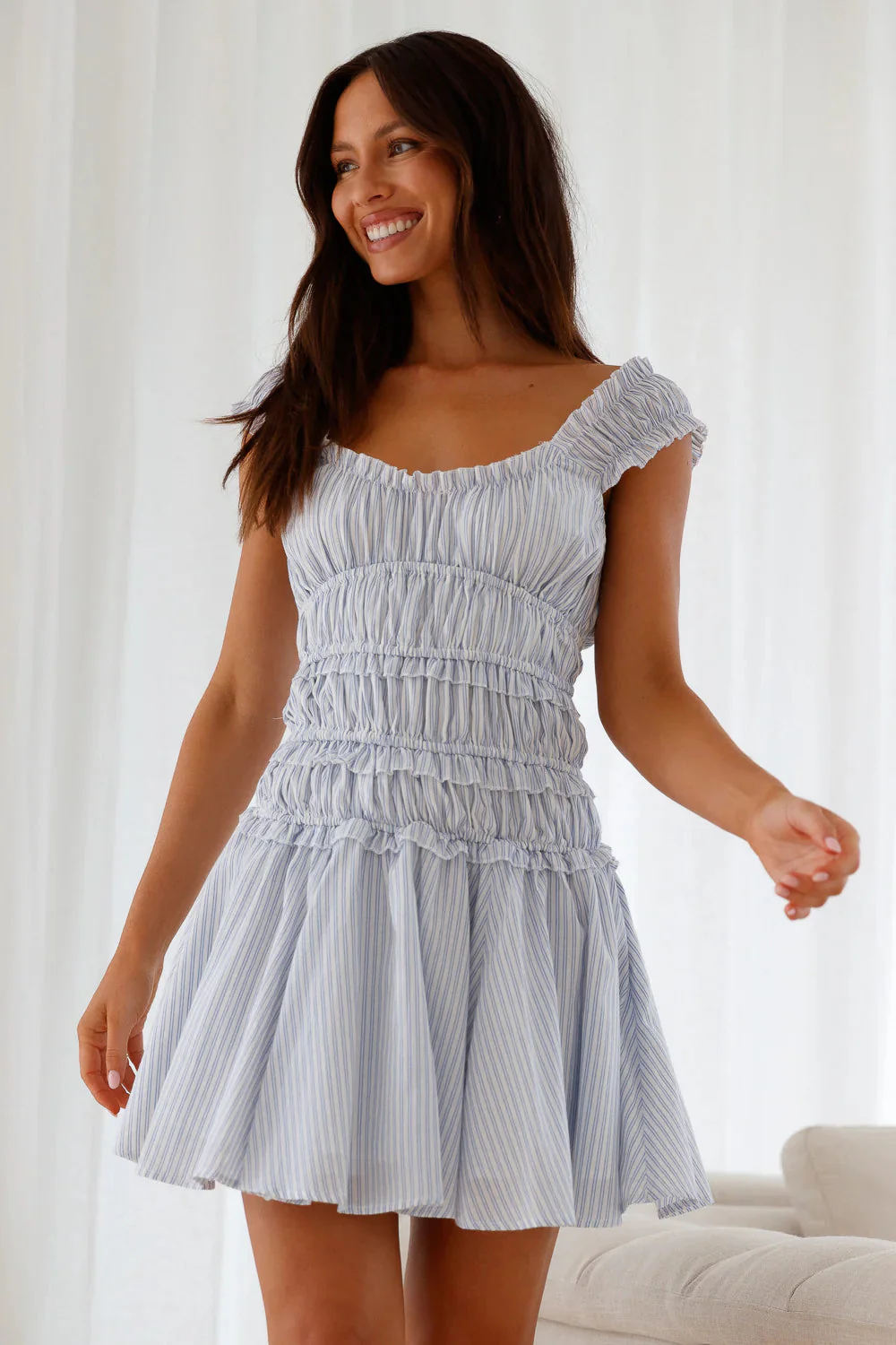 Ocean Breath Mini Dress Blue