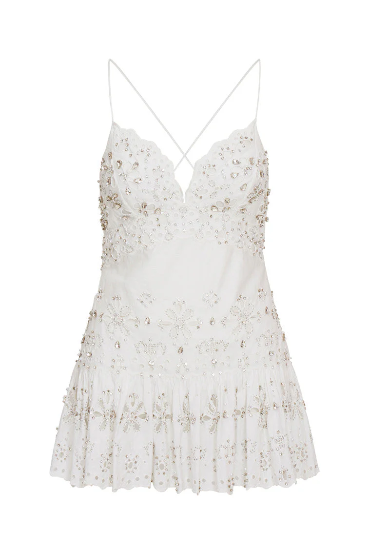 Catana Rhinestone Cotton Mini Dress