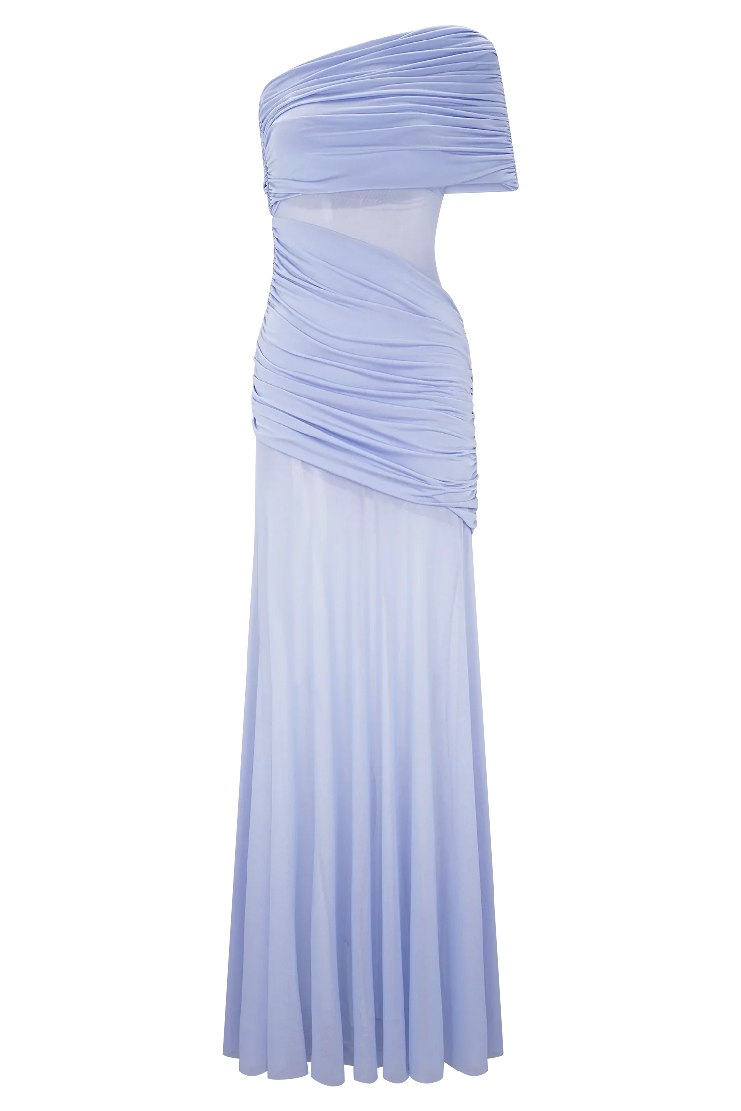 Dallas One Shoulder Mesh Maxi Dress - Lavender