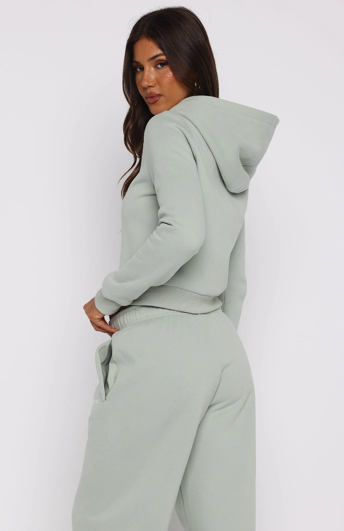 Comfy And Cute Slim Zip Front Hoodie Seafoam