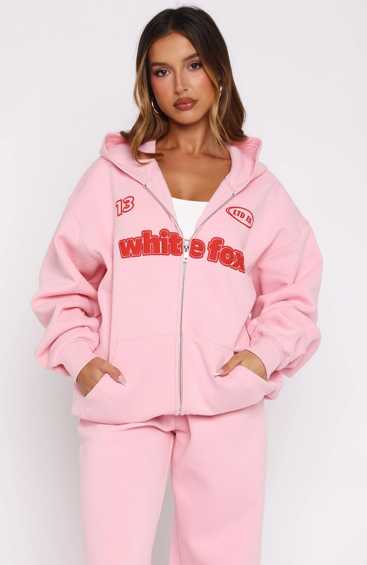 Ready To Go Zip Front Hoodie Pink
