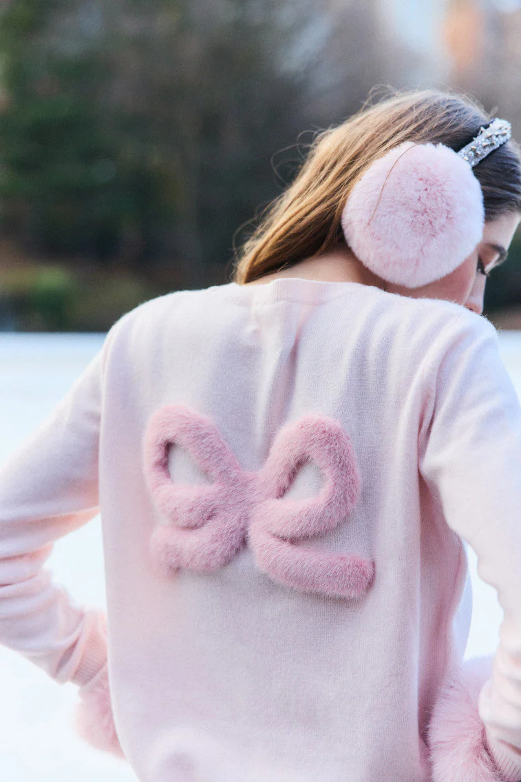 LoveShackFancy x MAX&MOI Piata Faux Fur Bow Sweater