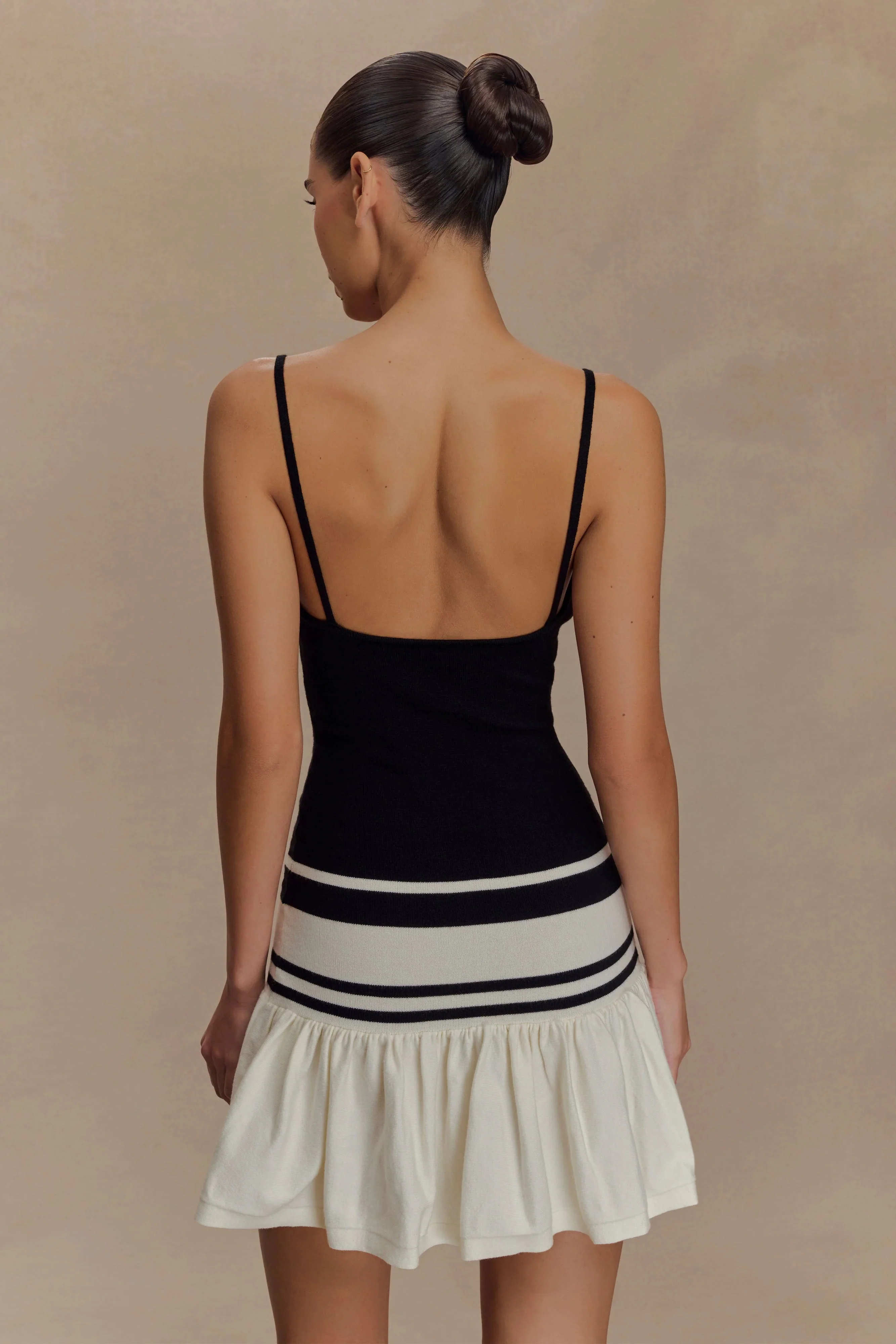 Ellison Contrast Knit Mini Dress - Black/White