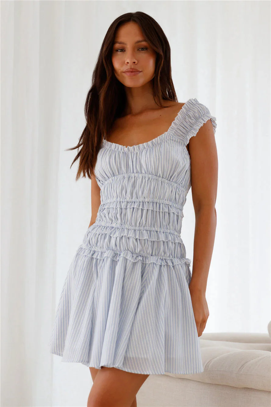 Ocean Breath Mini Dress Blue