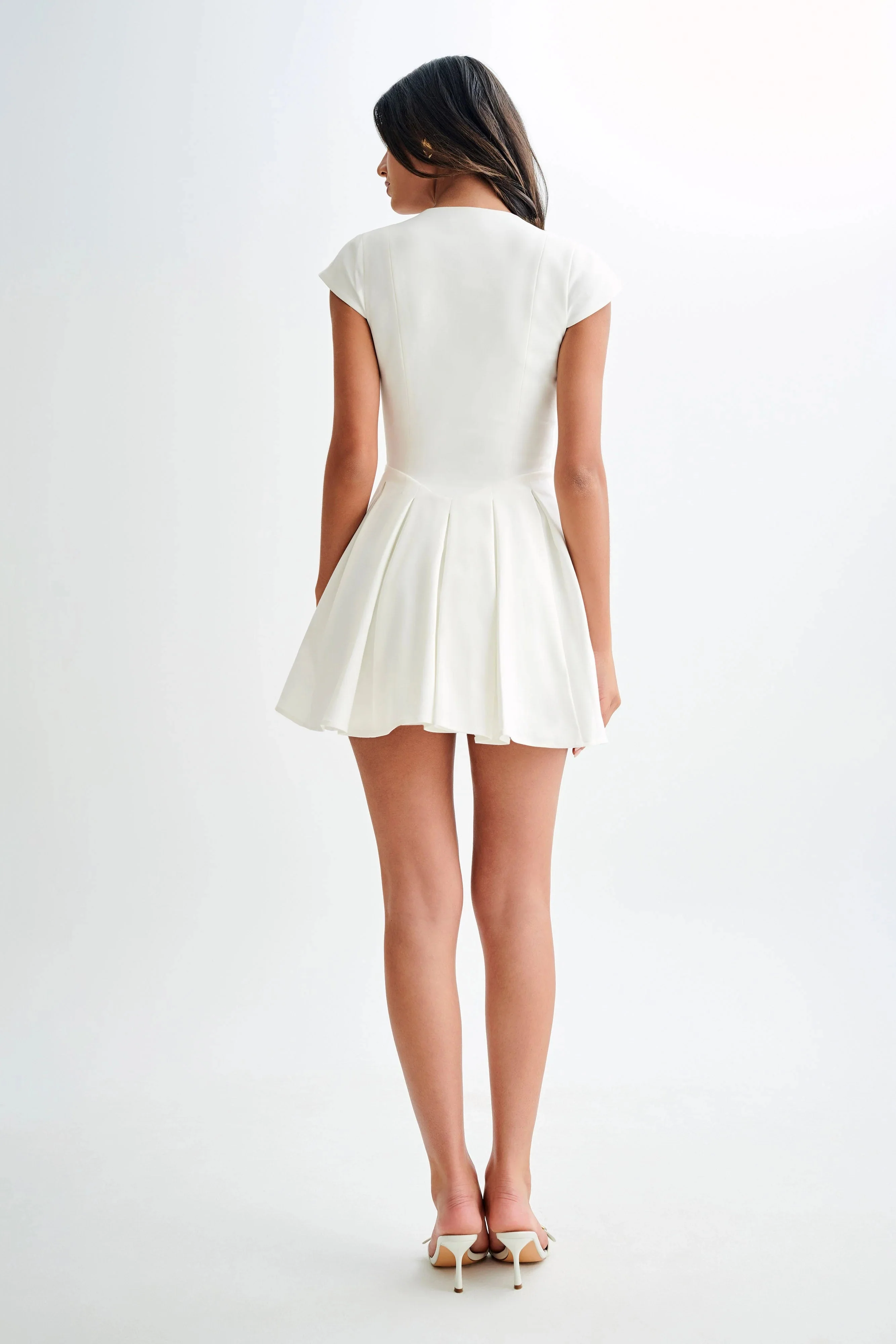 Keely Cotton Cap Sleeve Mini Dress - White