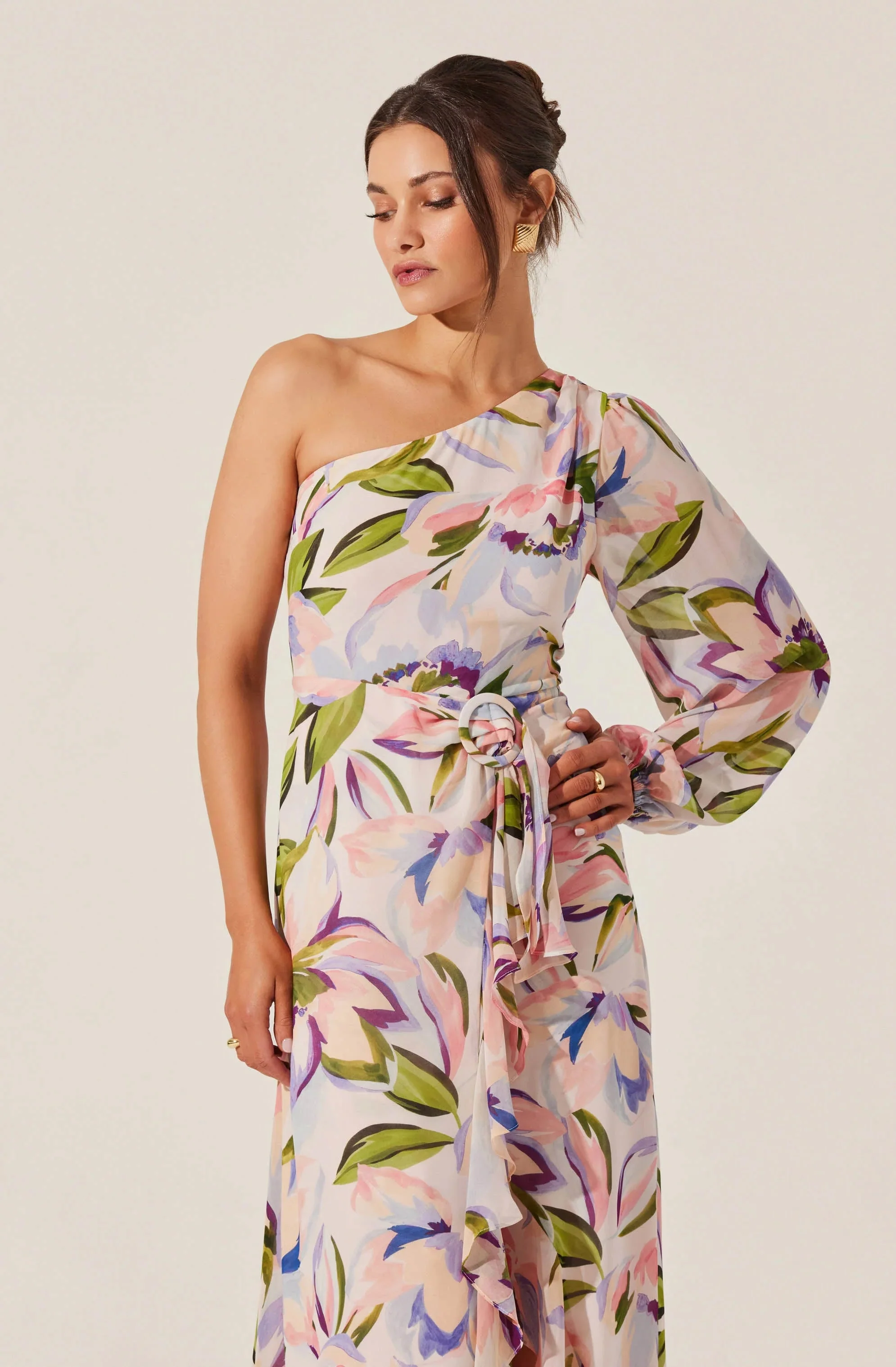 Sandersonia Floral One Shoulder Dress