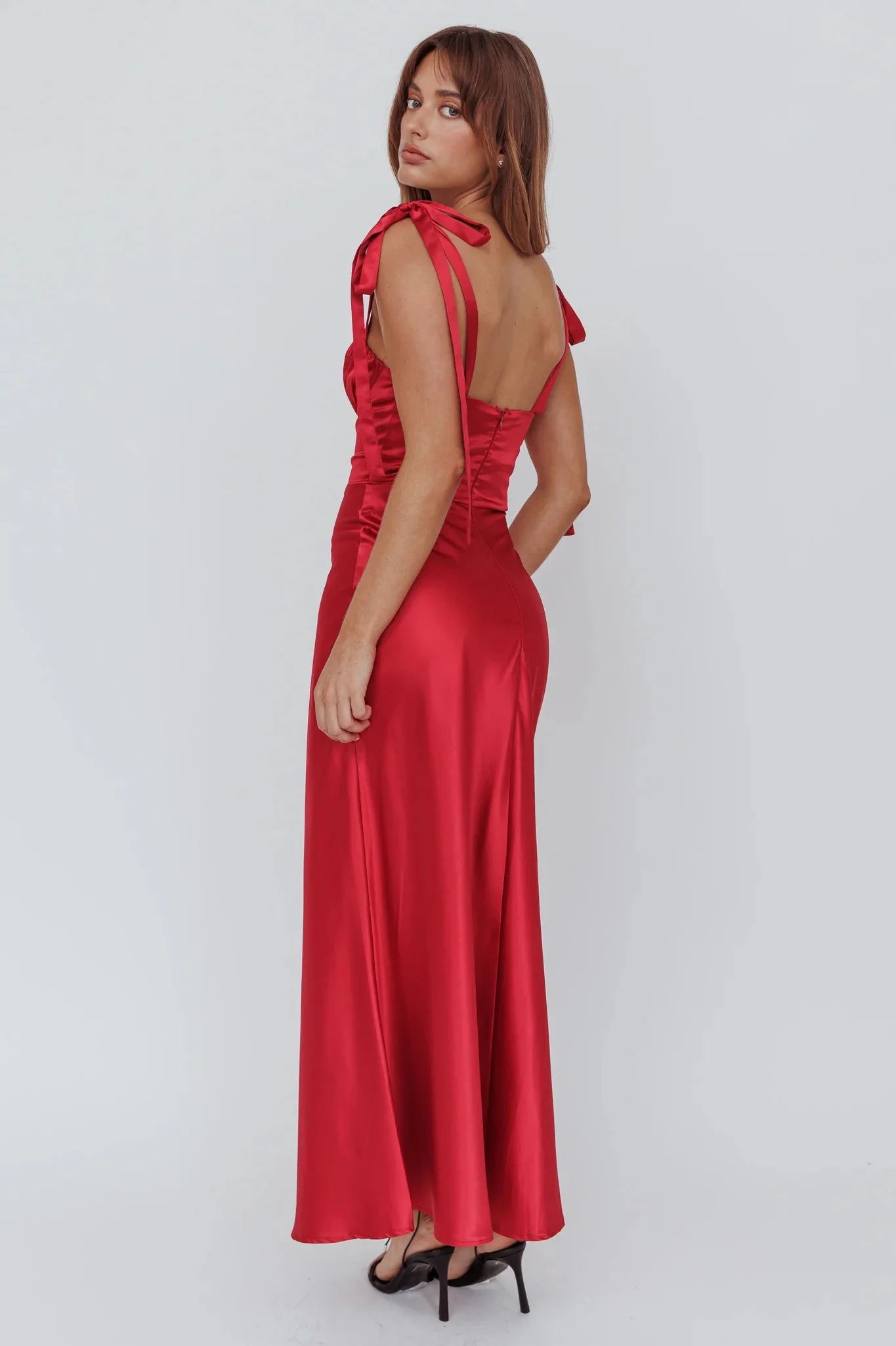 Pennelope Tied Shoulder Maxi Dress Wine