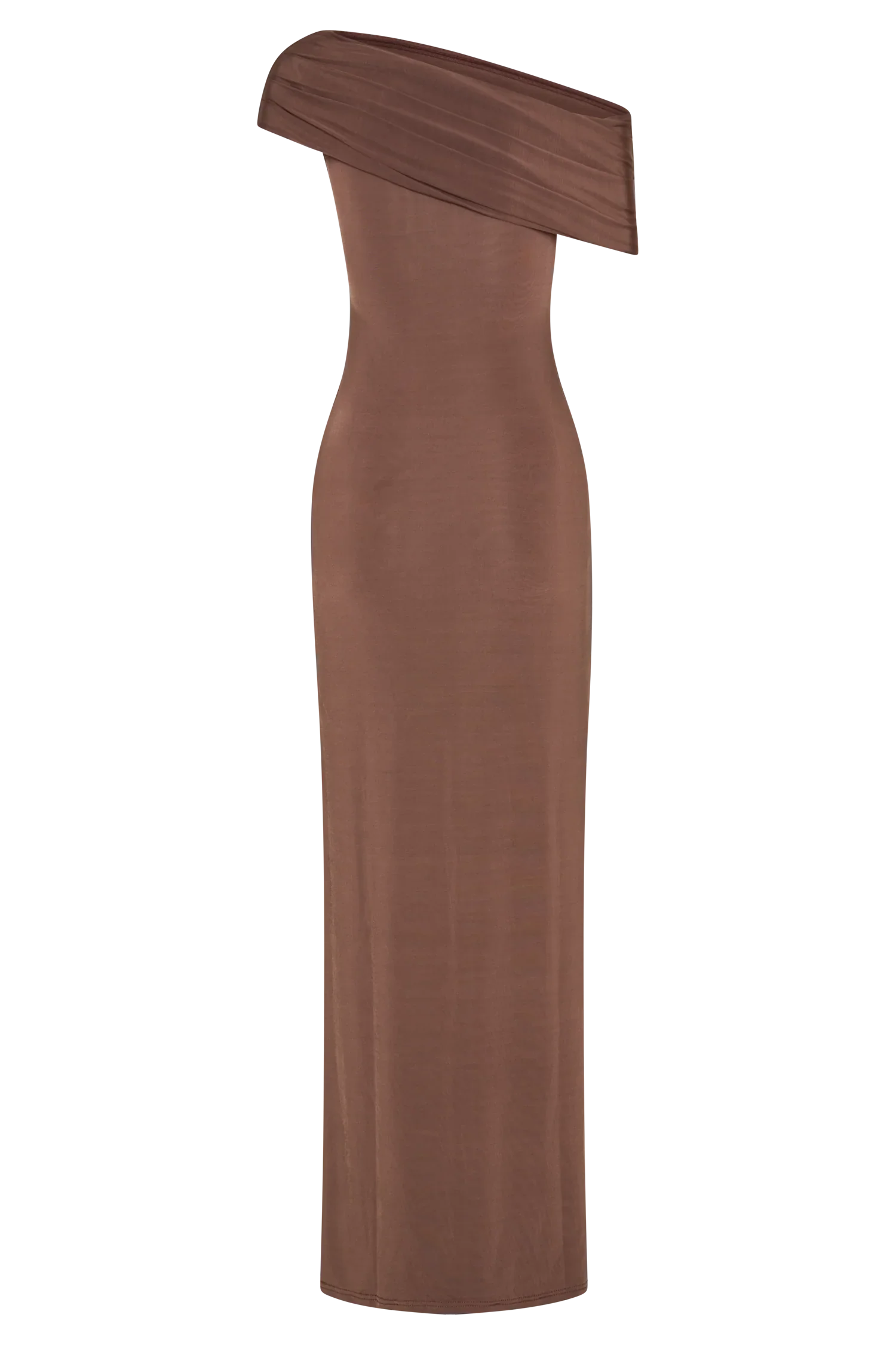 Cassandra Off Shoulder Slinky Maxi Dress - Chocolate