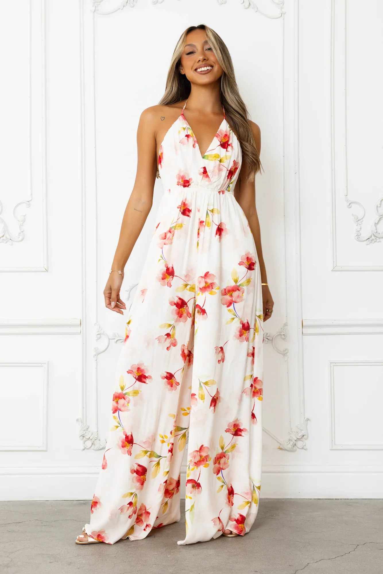 Lasting Impression Halter Jumpsuit White