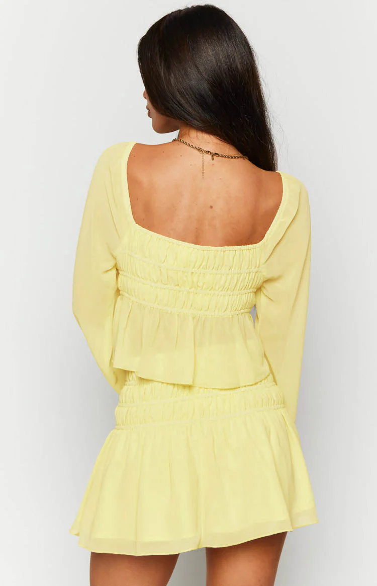 Sean Yellow Chiffon Long Sleeve Top