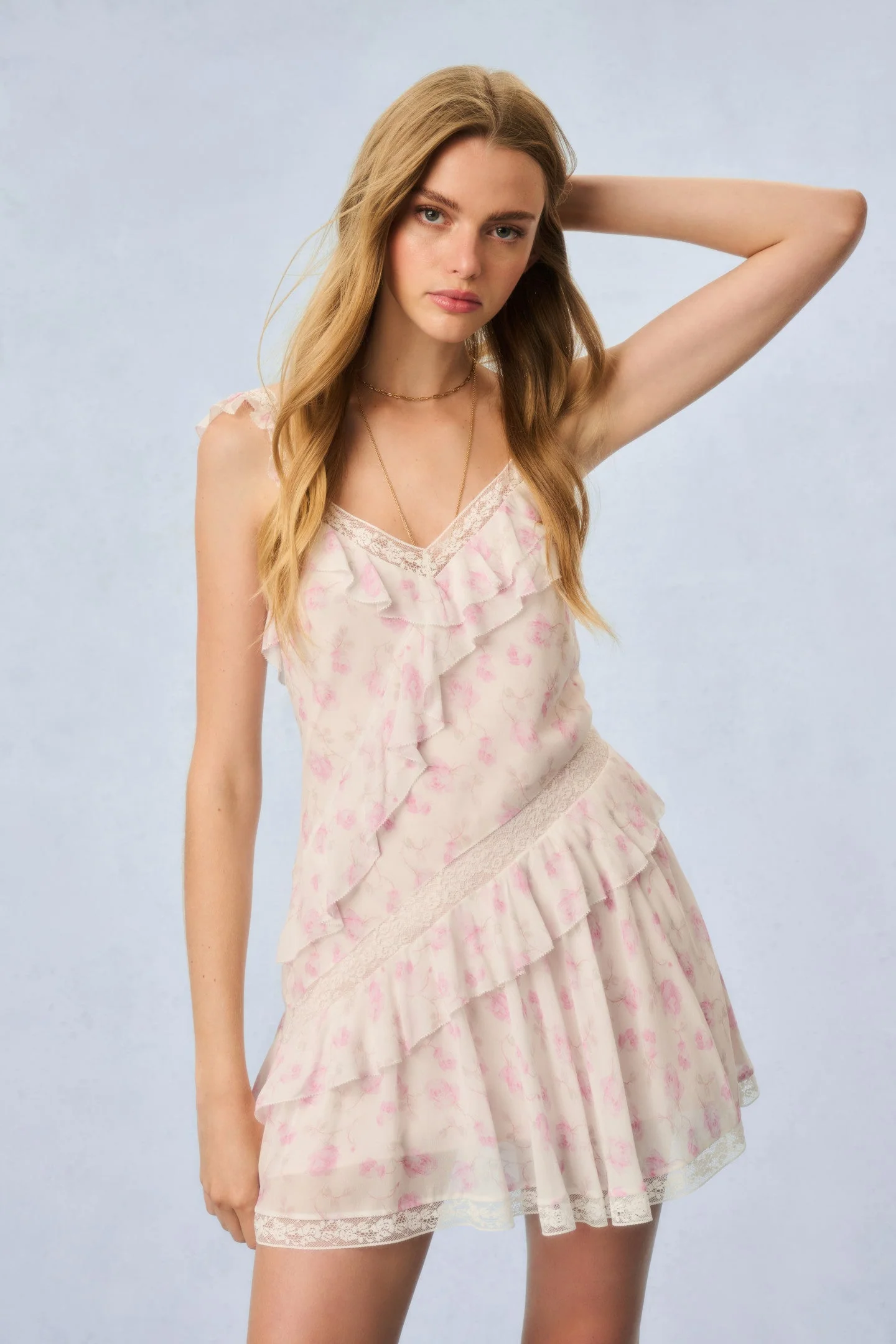 Serima Fragrance Print Mini Dress - STERLING DUSK