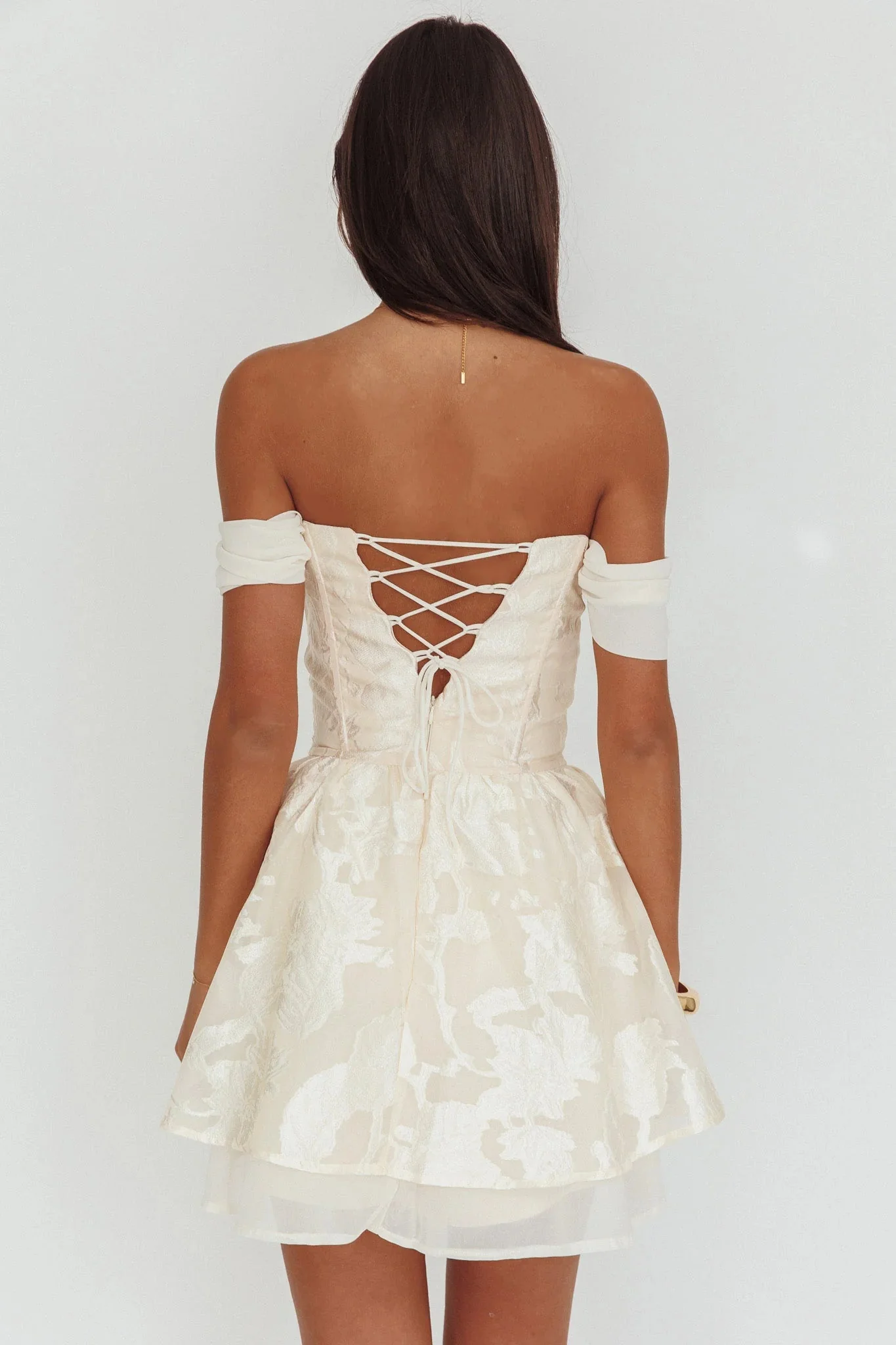 Lusting Off Shoulder Mini Dress Cream