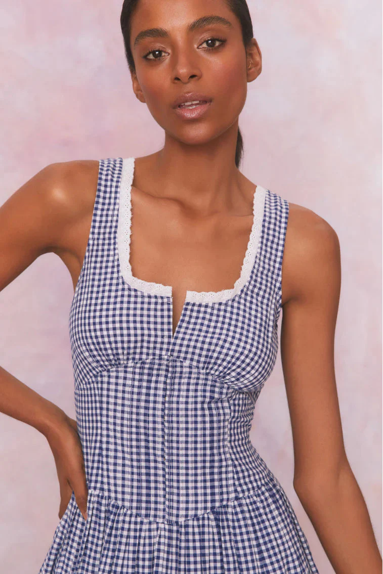 Ceronne Gingham Cotton Mini Dress